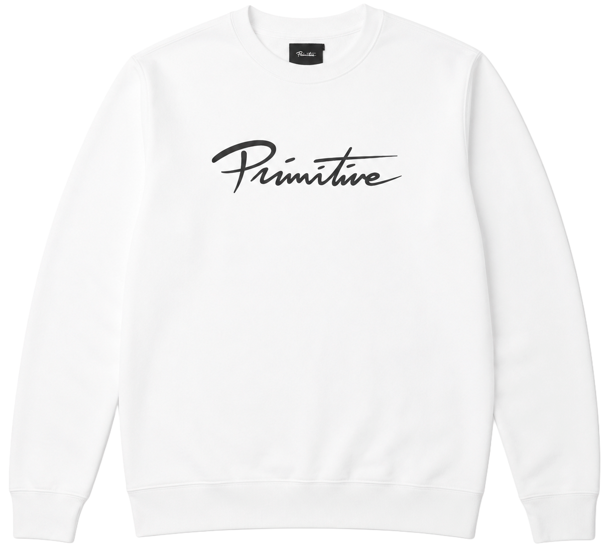 PRIMITIVE NUEVO SCRIPT CREWNECK WHITE - LOGO SCRIPT - Steal Deal 