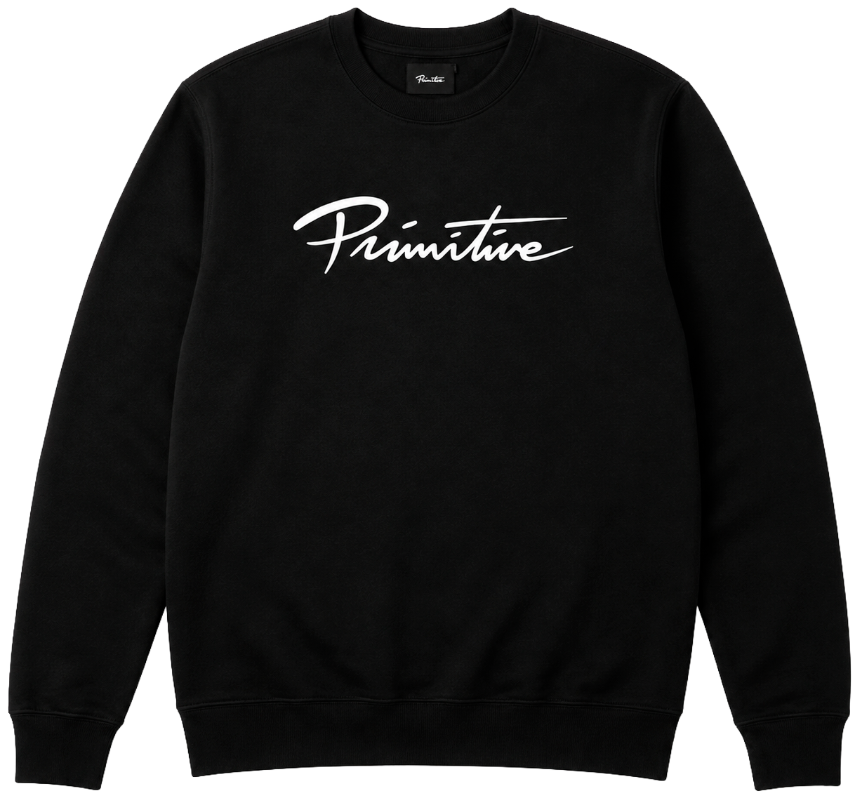 PRIMITIVE NUEVO SCRIPT CREWNECK BLACK - LOGO SCRIPT - Steal Deal 