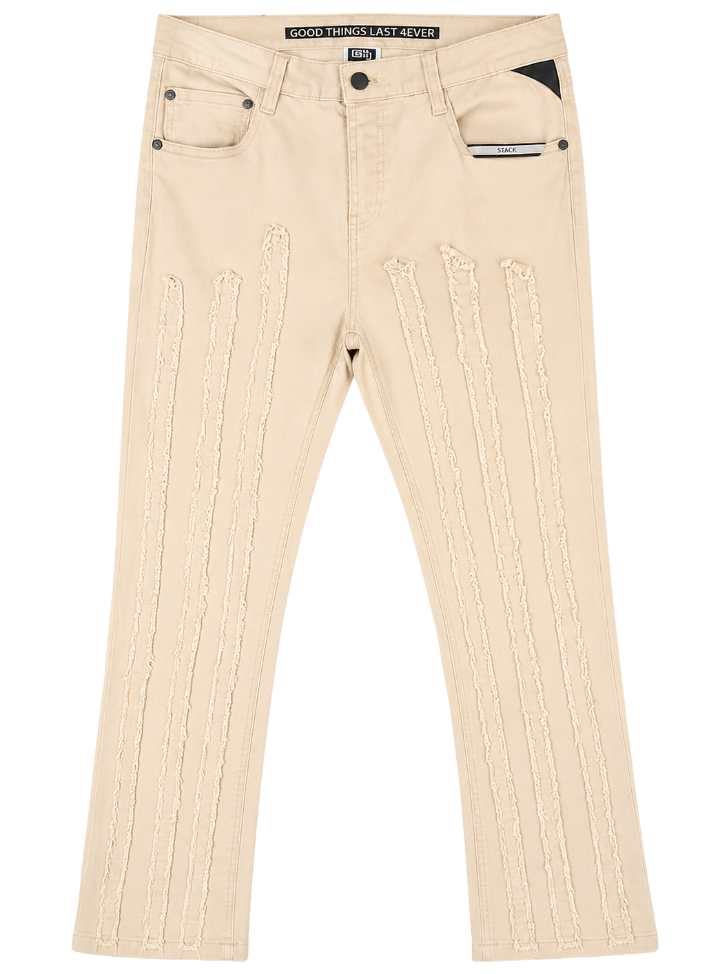 GTL4 STACKED FRAYED JEANS KHAKI - G241A-4509 - Steal Deal 