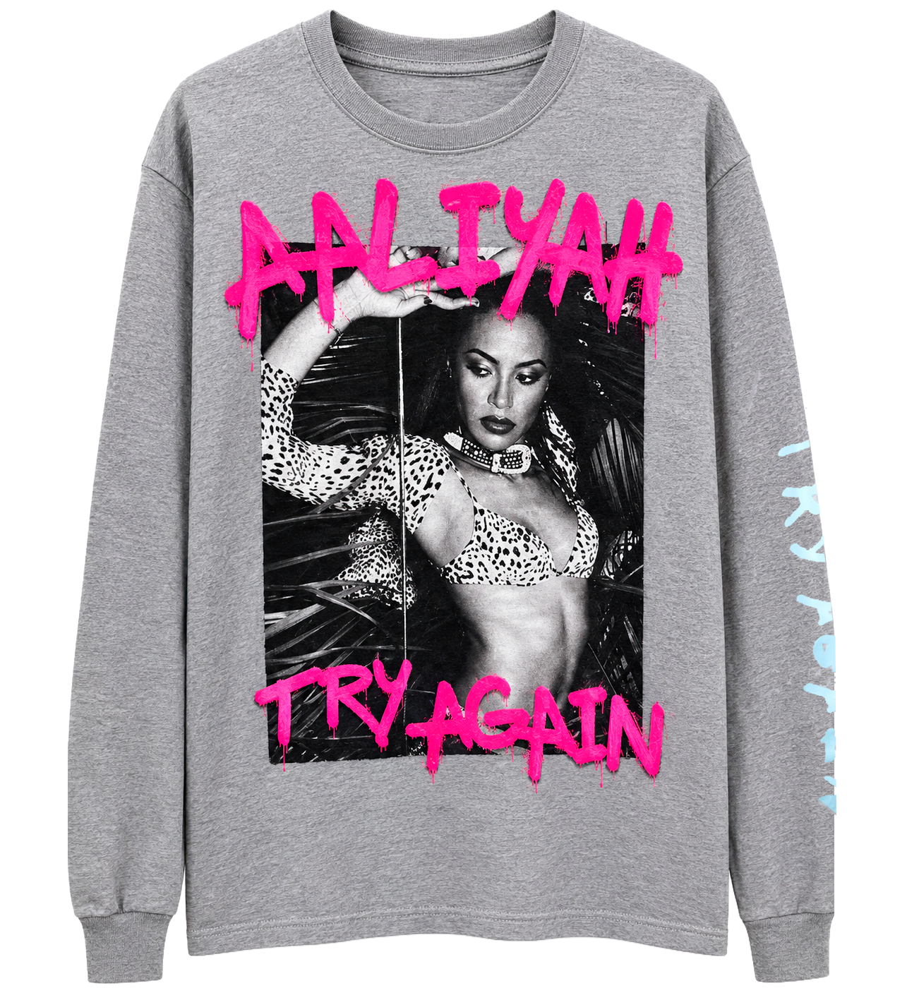 LICENSED AALIYAH L/S SHIRT GREY - TRY AGAIN