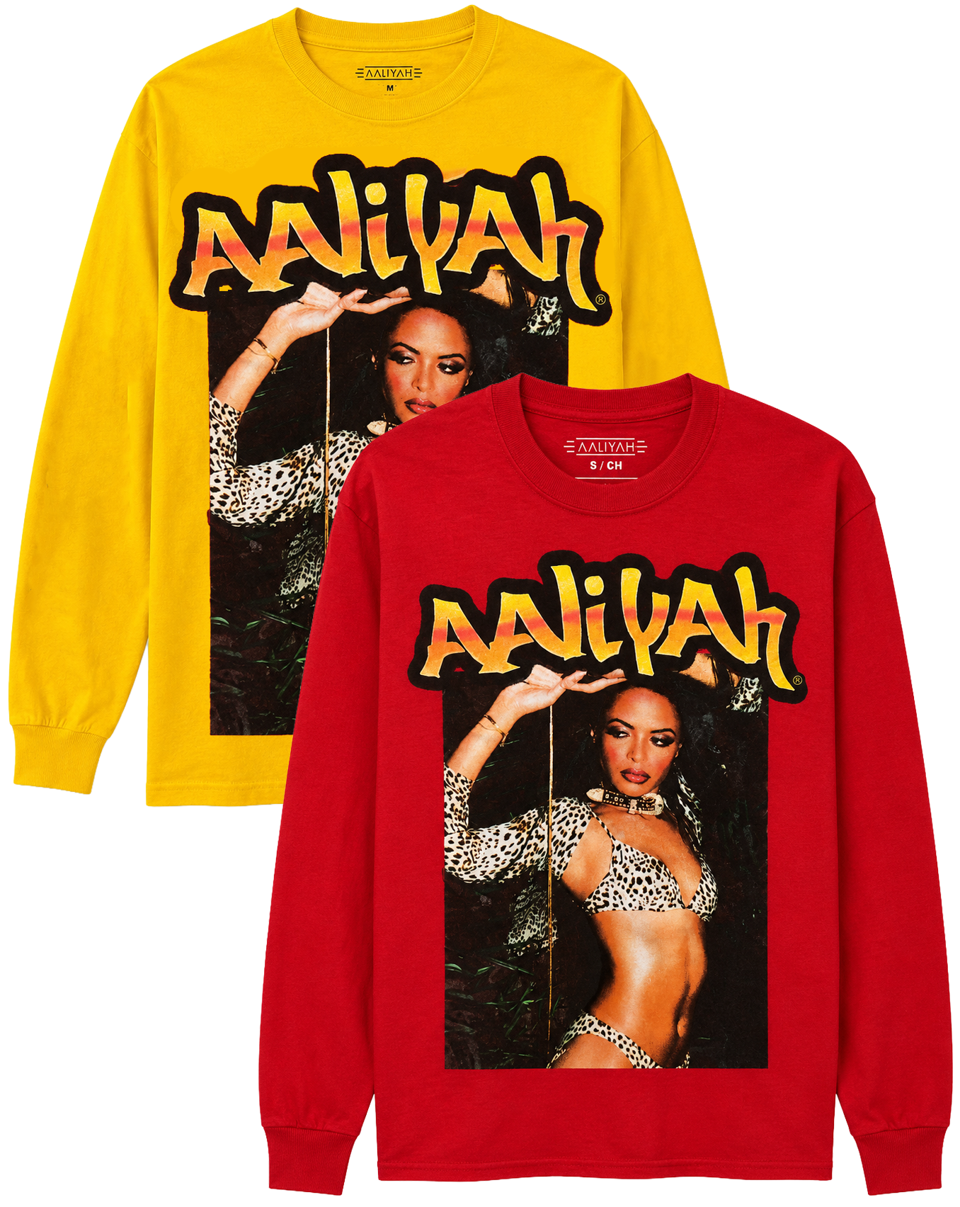 LICENSED ASSORTED AALIYAH L/S SHIRTS RED & YELLOW - ROCK THE BOAT