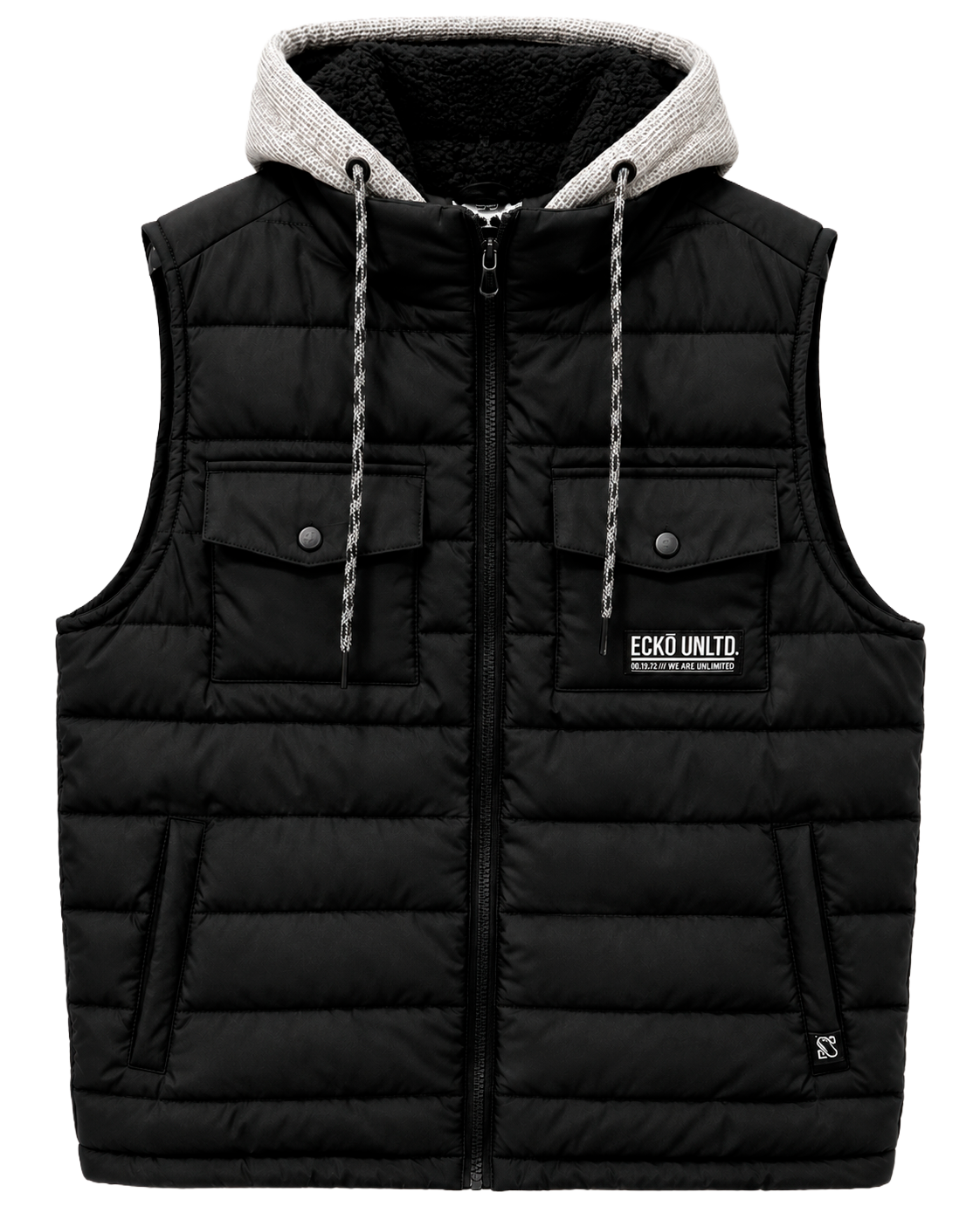 ECKO UNLTD SHERPA HOODIE VEST BLACK - EO34O520