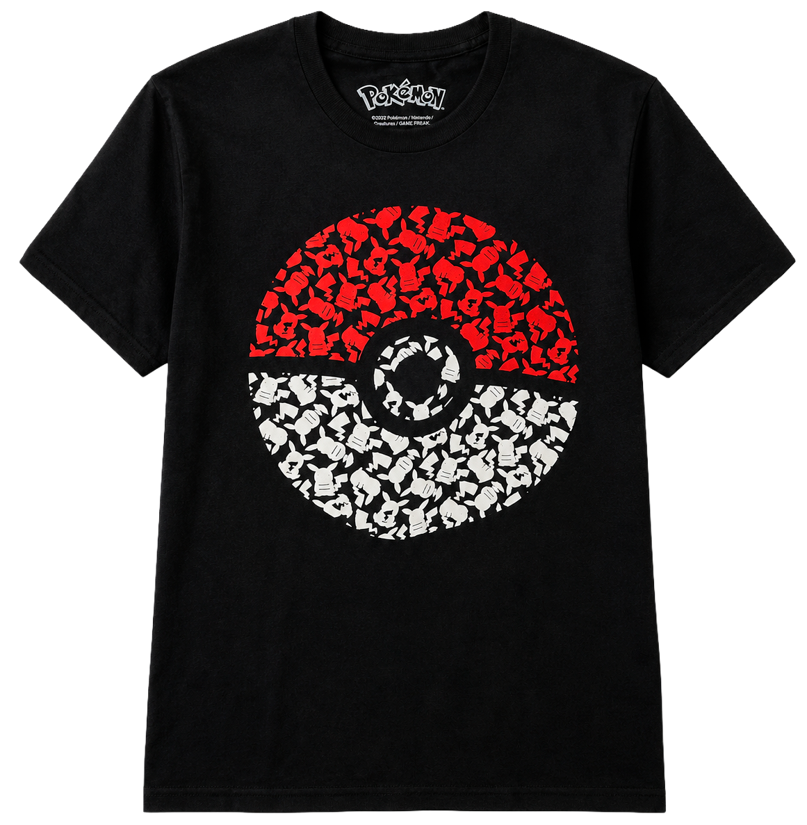 YOUTH BOYS LICENSED POKEMON T-SHIRT BLACK - POKEBALL