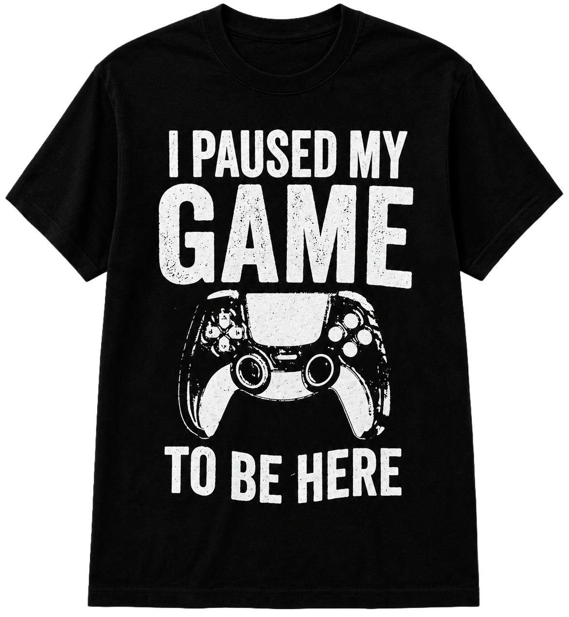 LICENSED VIDEO GAME T-SHIRT (IR) BLACK - PAUSED GAME