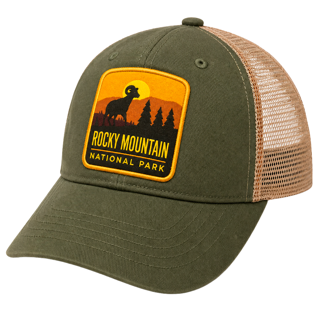 ROCKY MOUNTAIN NATIONAL PARK TRUCKER HAT GREEN / MULTI - SB23549NPFU