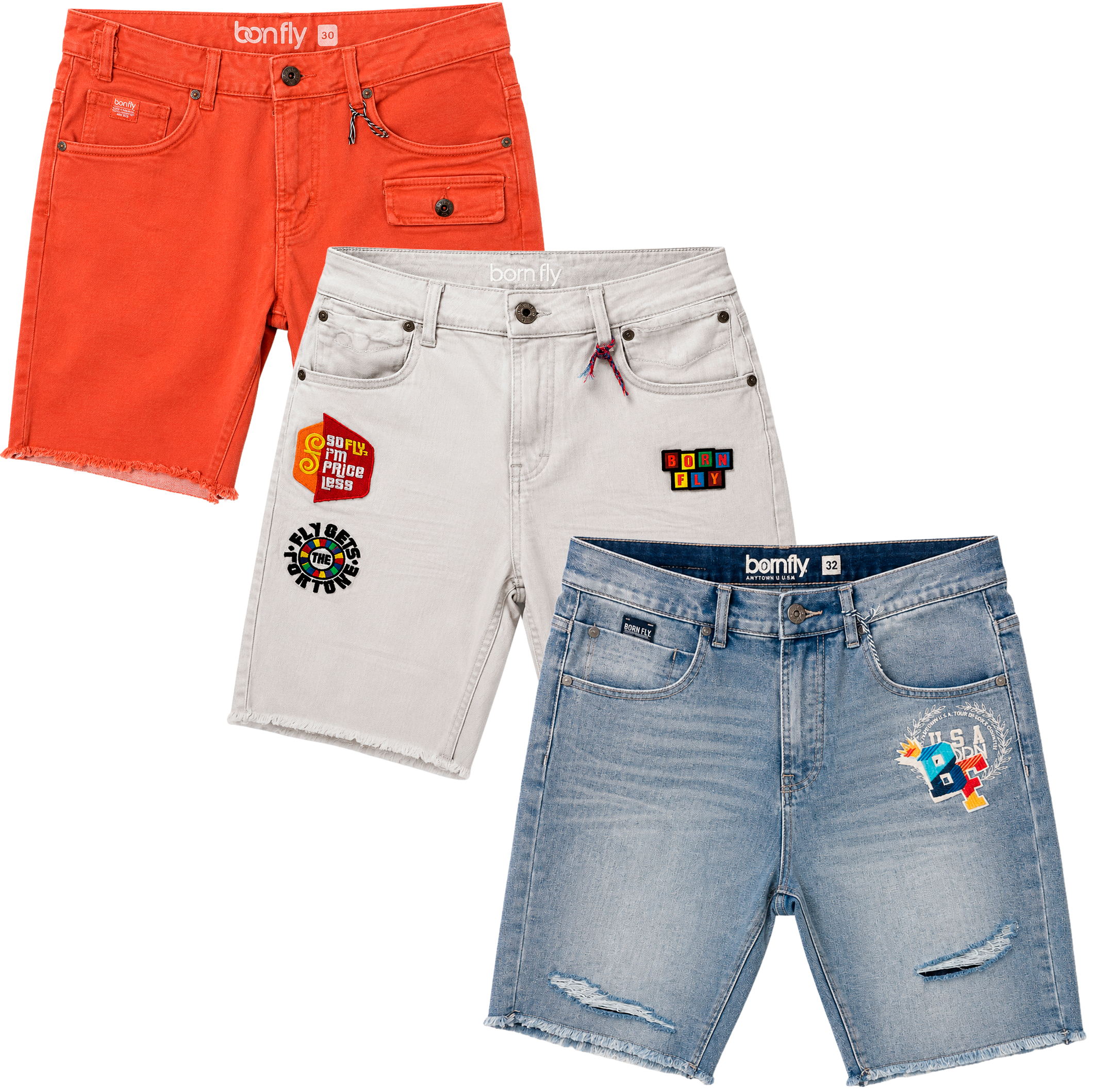 BORN FLY ASSORTED DENIM SHORTS ASST - BFDSHT26