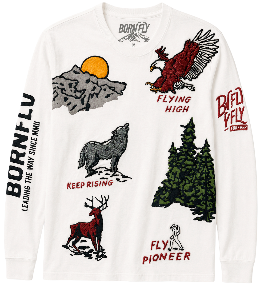 BORN FLY GRAPHIC LONG SLEEVE SHIRT WHITE - 2111T4239