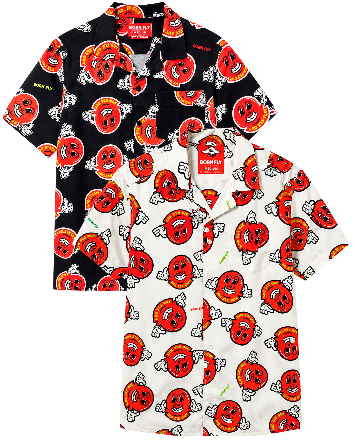 BORN FLY ASSORTED S/S B/D SHIRTS ASST WHT/BLK - 2405W4989