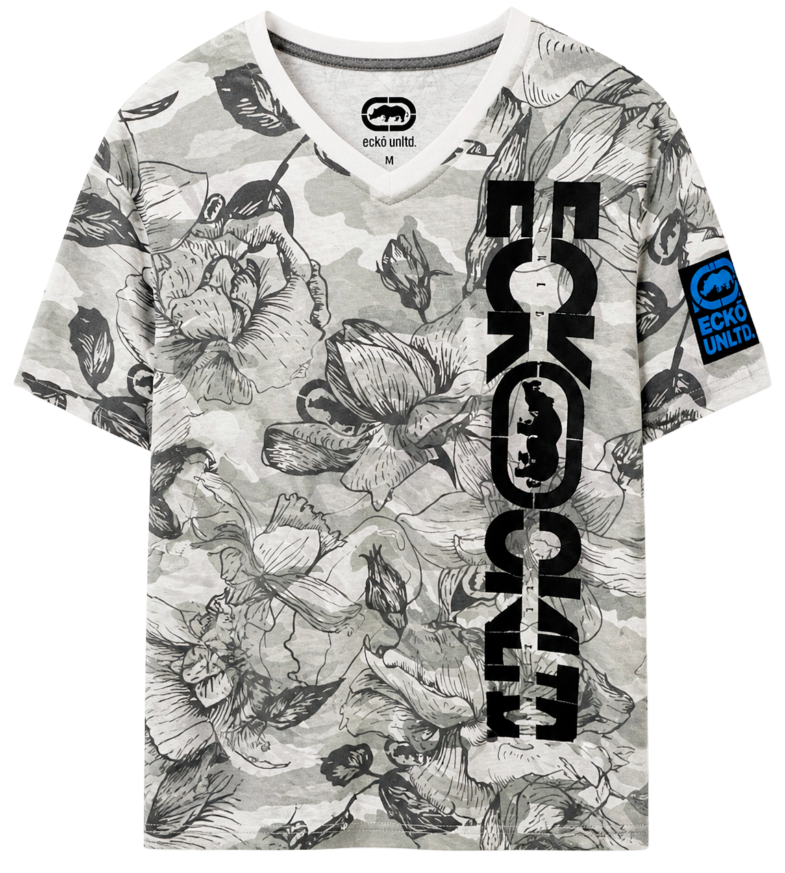 ECKO UNLTD S/S V-NECK T-SHIRT WHITE CAMO - EO12K854