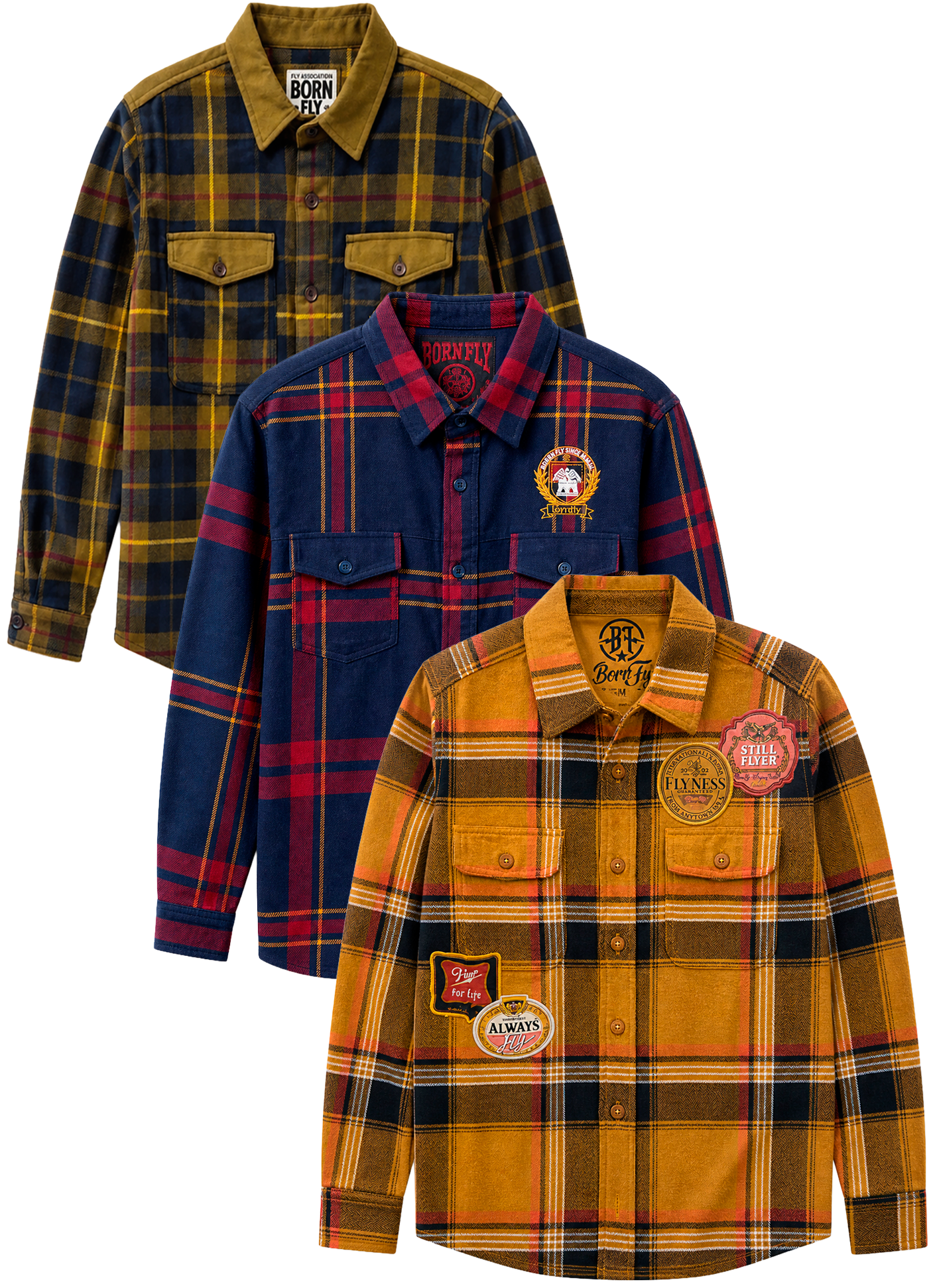 BORN FLY ASSORTED L/D FLANNEL SHIRTS ASST - BFFLN26