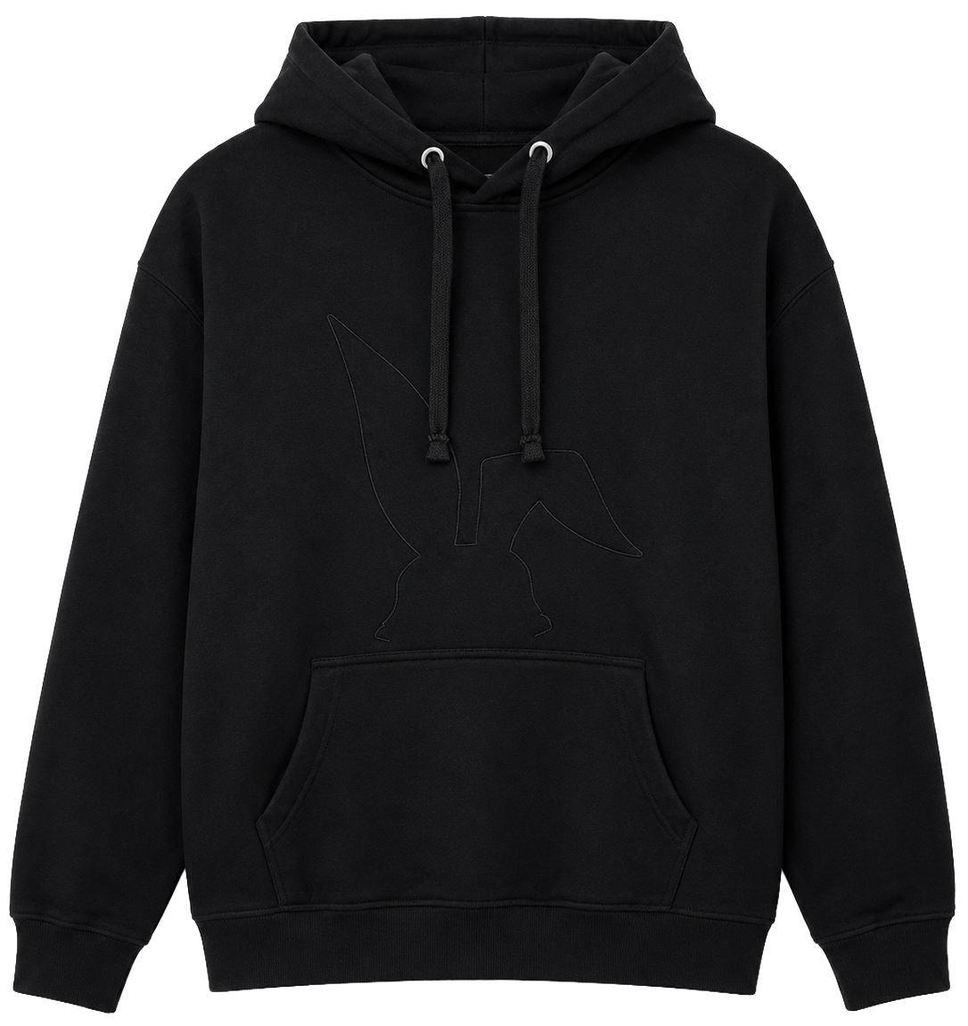FLUF WORLD EMBROIDERED HOODIE BLACK - TONAL