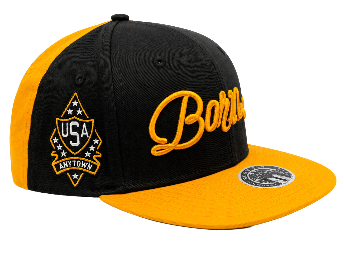 BORN FLY EMBROIDERED SNAPBACK HAT BLACK - 1707X2301