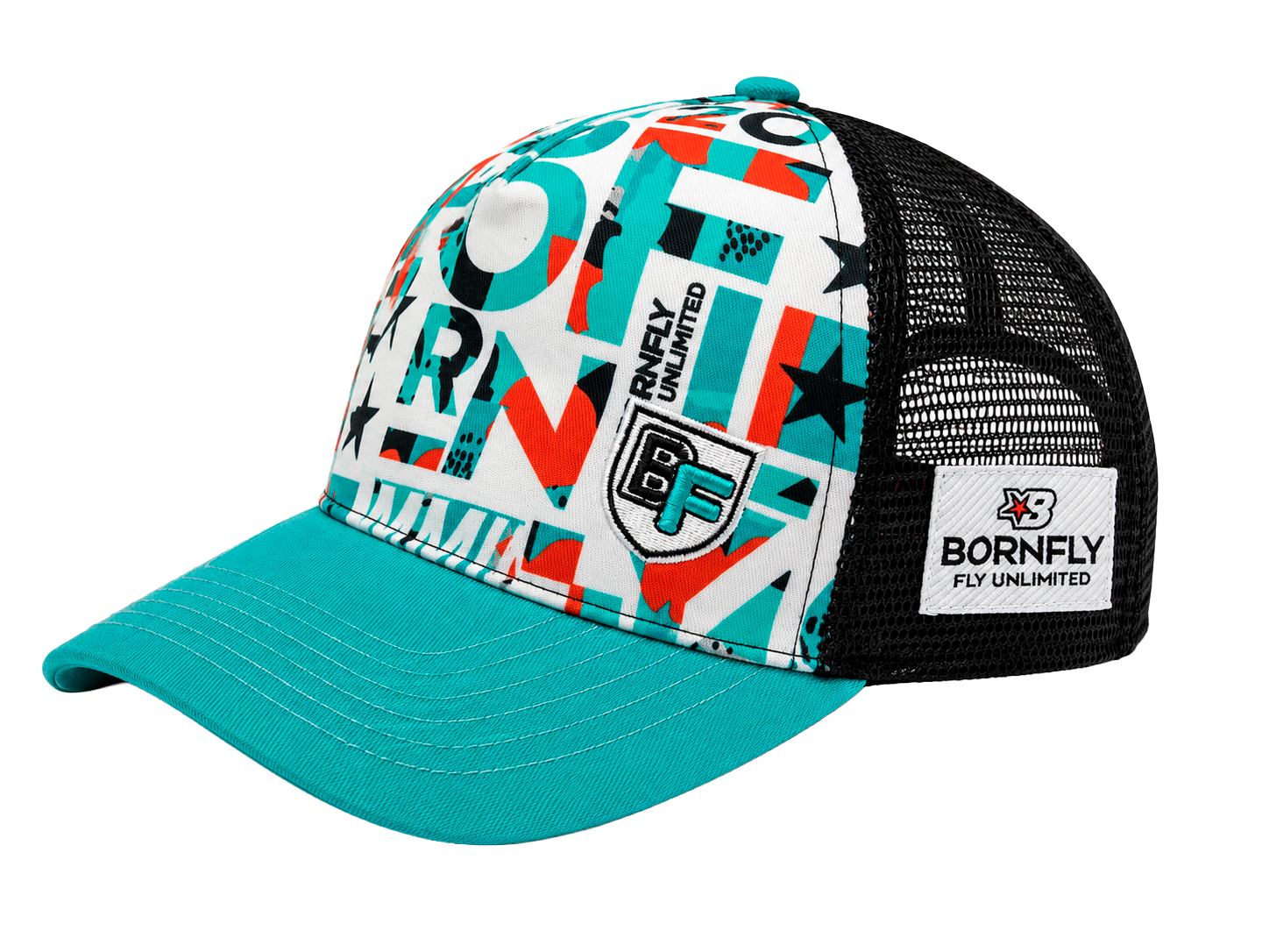 BORN FLY LOGO TRUCKER HAT WHITE - 2206X4528