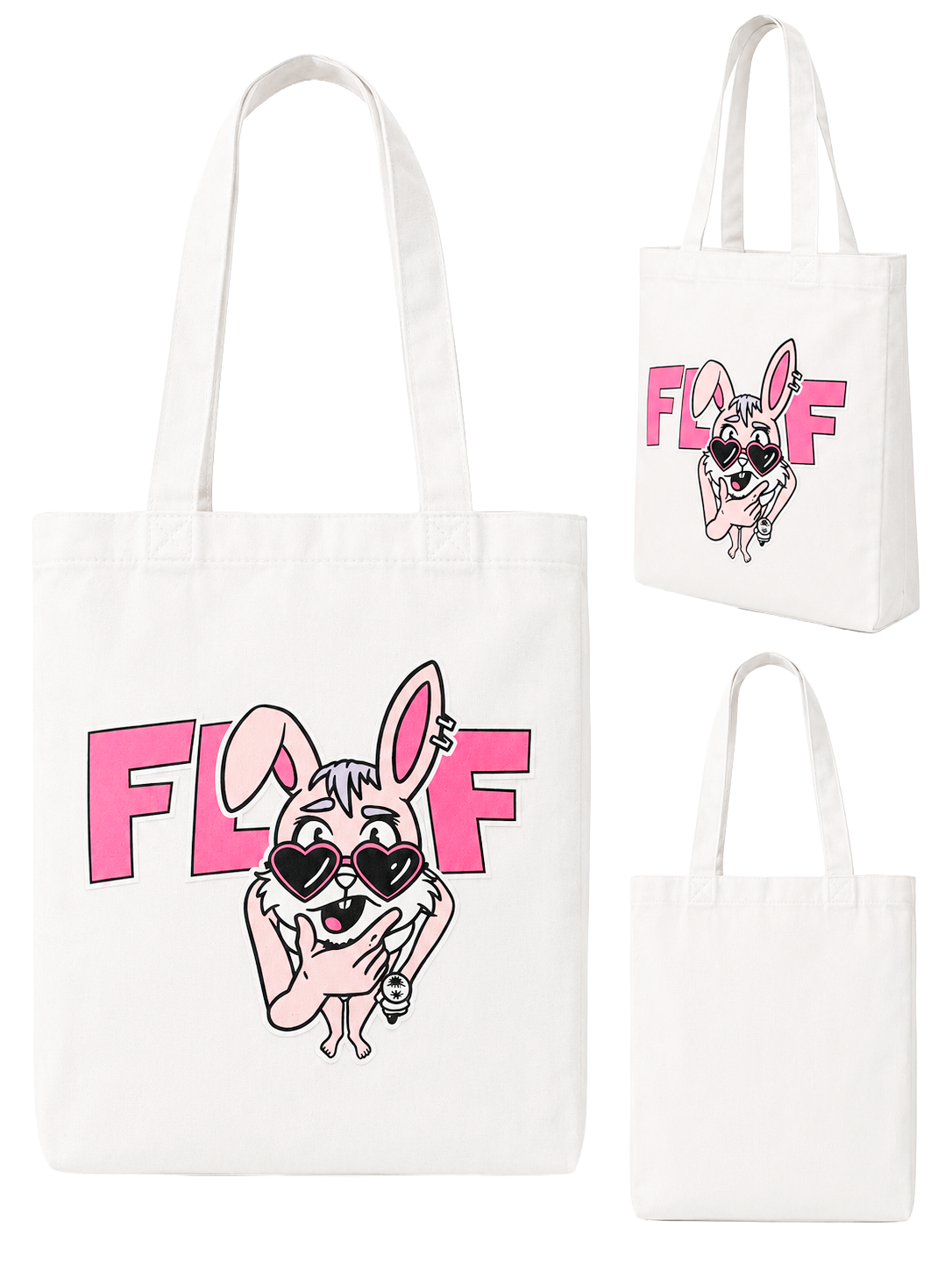 FLUF WORLD BUNNY TOTE BAG WHITE - FLUF-TOTE
