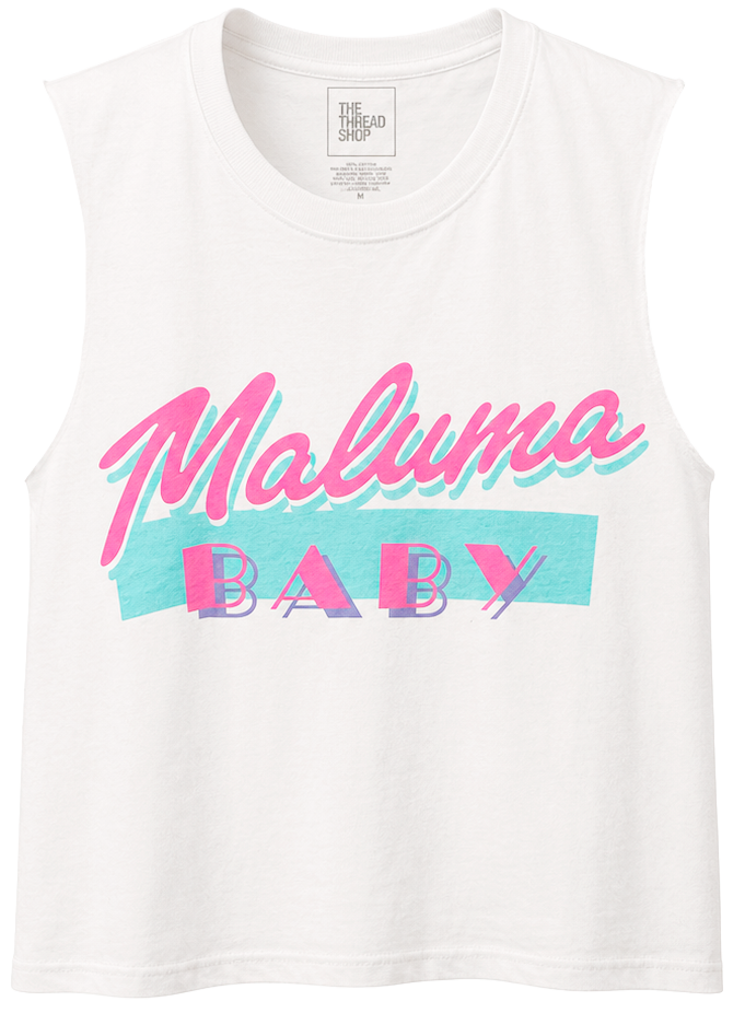 WOMENS LICENSED MUSIC CROP TANK TOP WHITE - MALUMA BABY