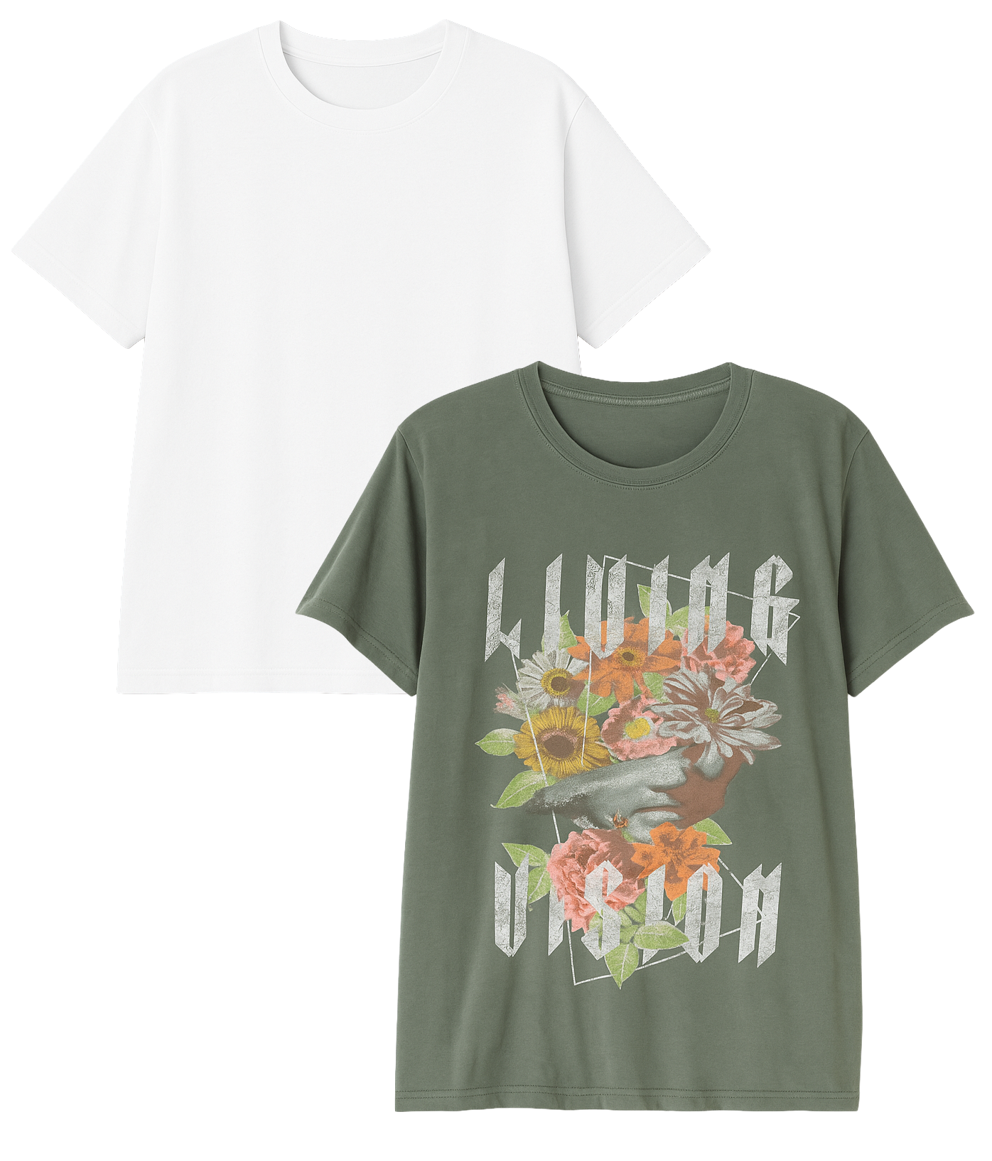 MEN'S ASSORTED 2 PACK T-SHIRTS GREEN & WHITE - NB13100018622B