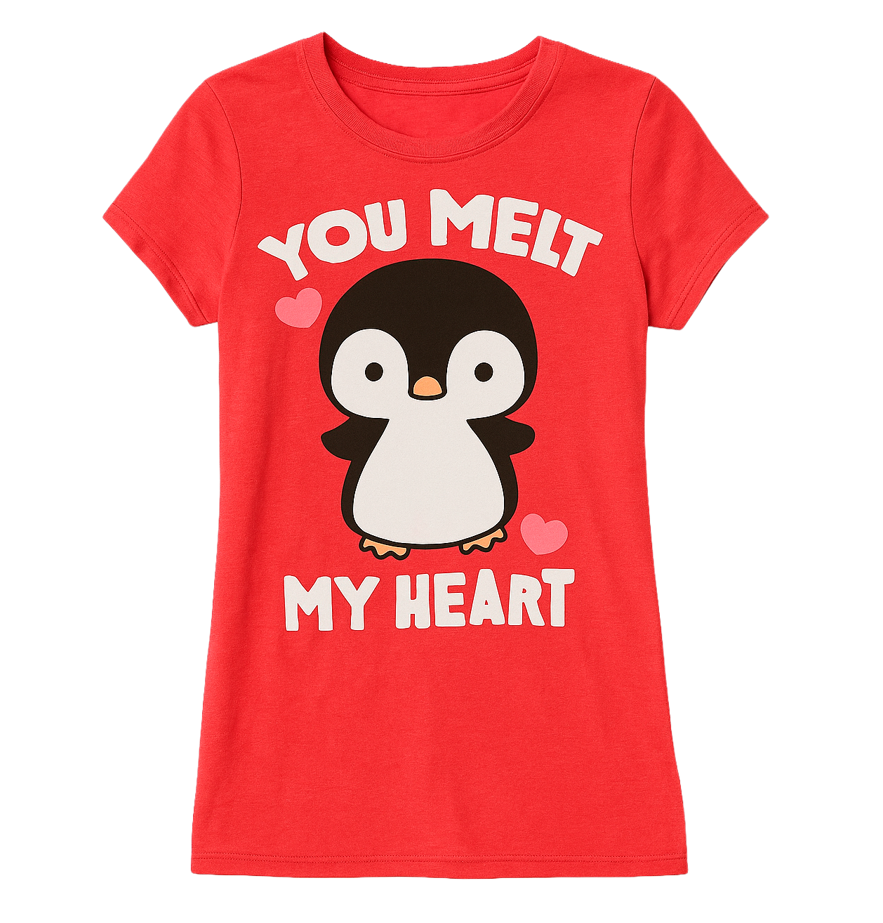 JUNIOR GIRLS PENGUIN T-SHIRT HTR RED - 5PLD4470FB