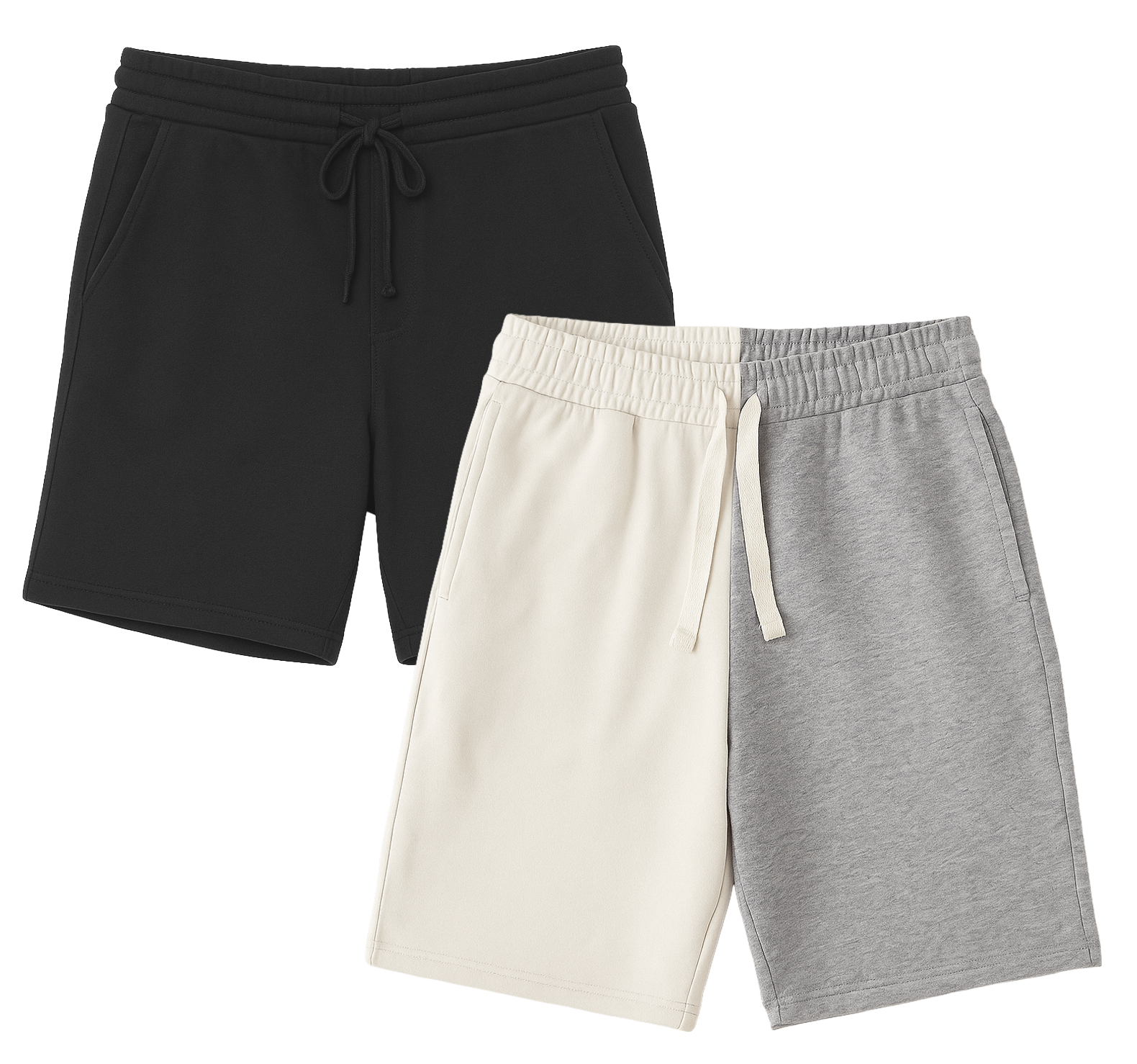 NO BOUNDARIES ASSORTED SWEAT SHORTS BEIGE & GREY/BLACK - NB23100068472AB