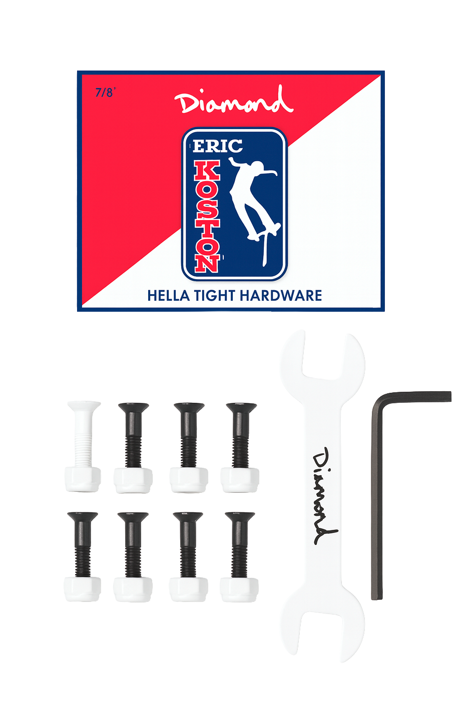 DIAMOND SUPPLY CO HELLA TIGHT PRO HARDWARE WHITE/BLACK - ERIC KOSTON