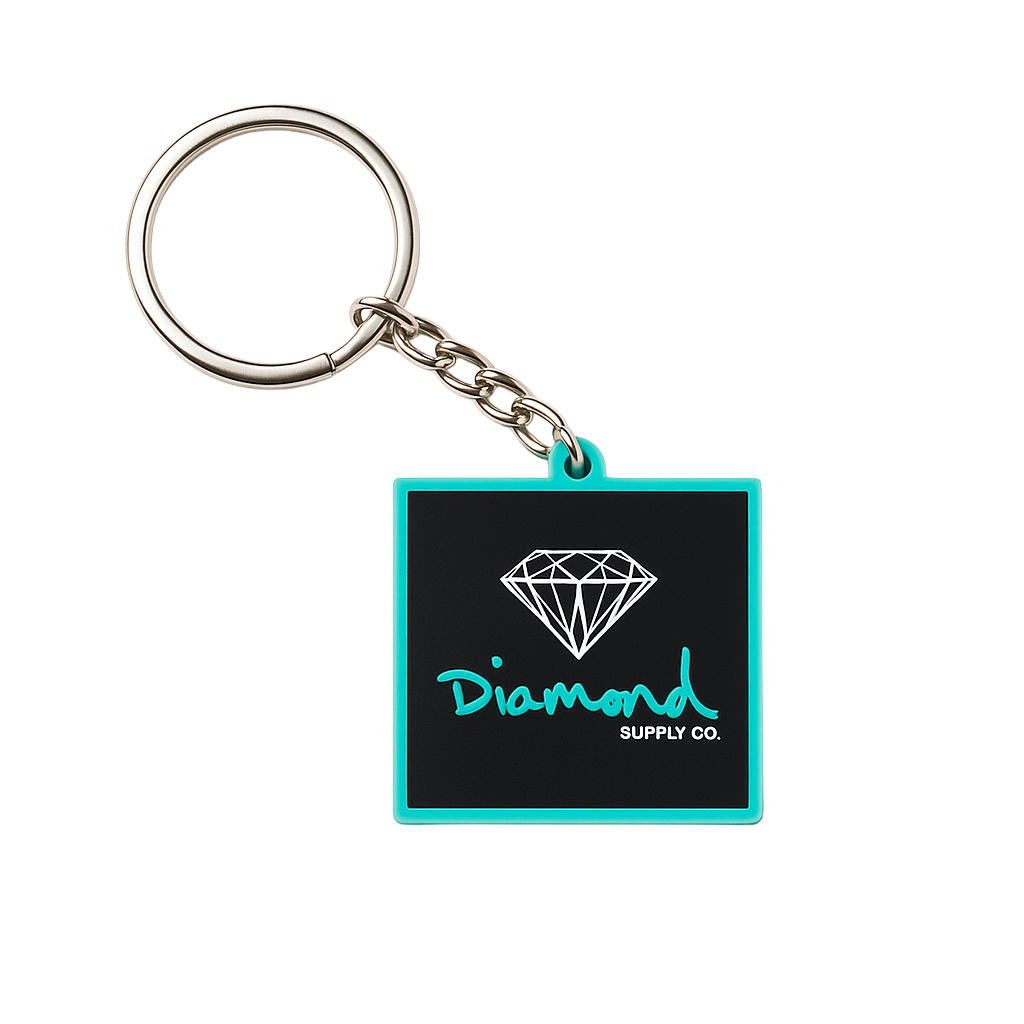 DIAMOND SUPPLY CO 3 PACK RUBBER KEYCHAIN BLUE - OG SCRIPT