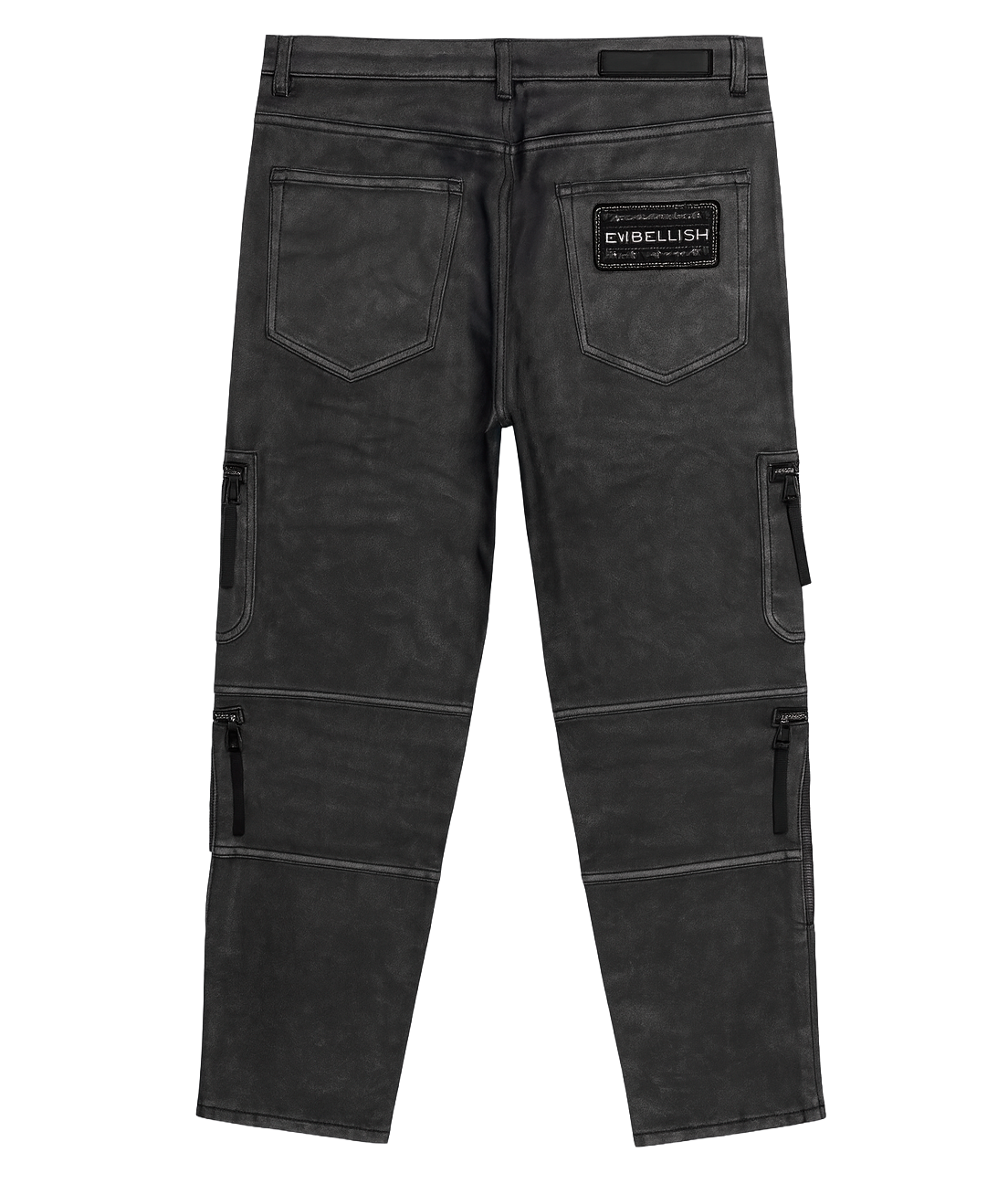 EMBELLISH LEATHER CARGO JEANS BLACK - EMBHOL124-041