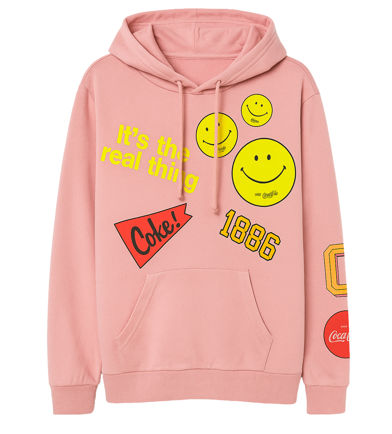 LICENSED COCA COLA HOODIE SWEATSHIRT PINK - 2CCV2343