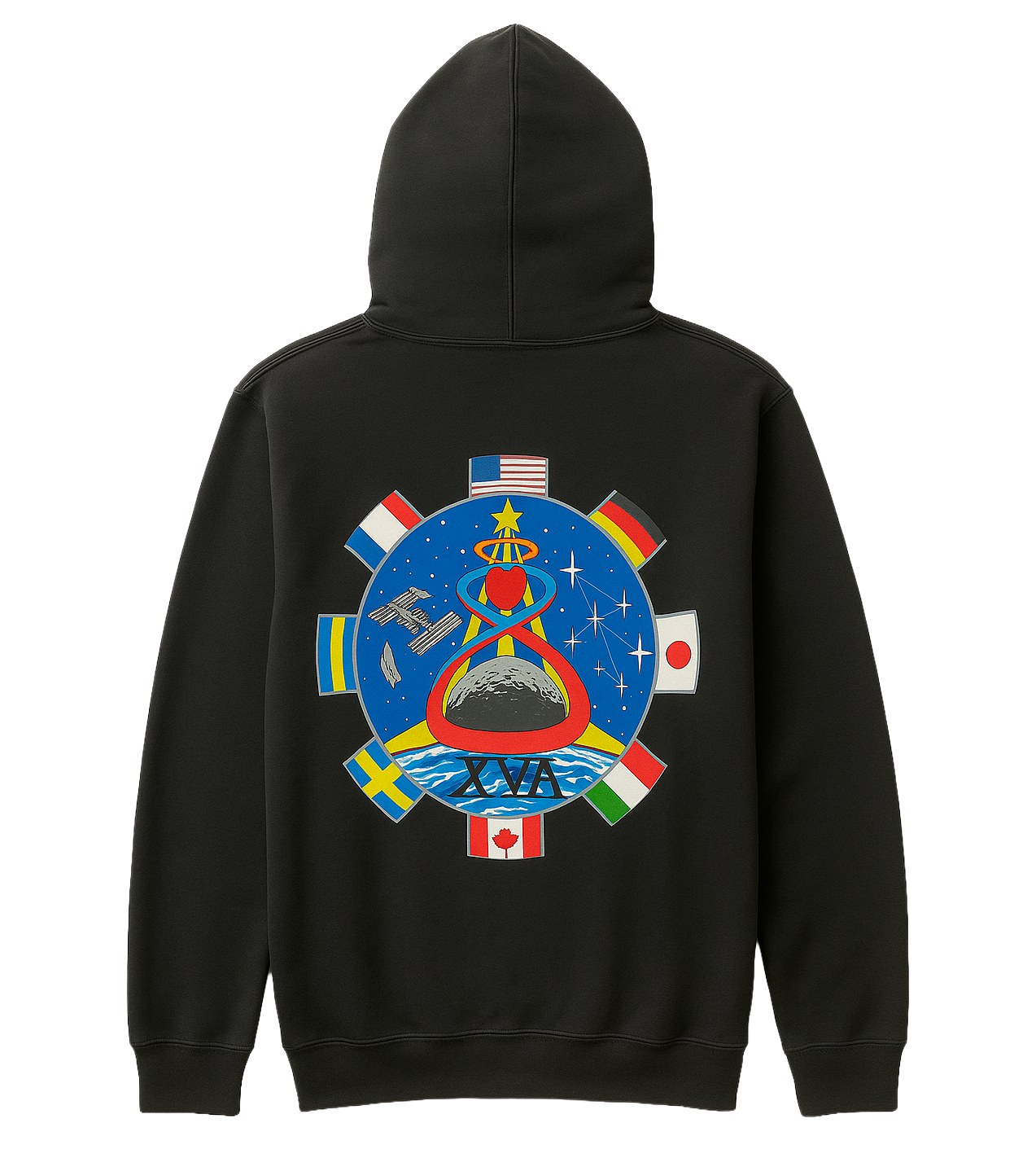 LICENSED NASA HOODIE SWEATSHIRT BLACK - 4NAS0220
