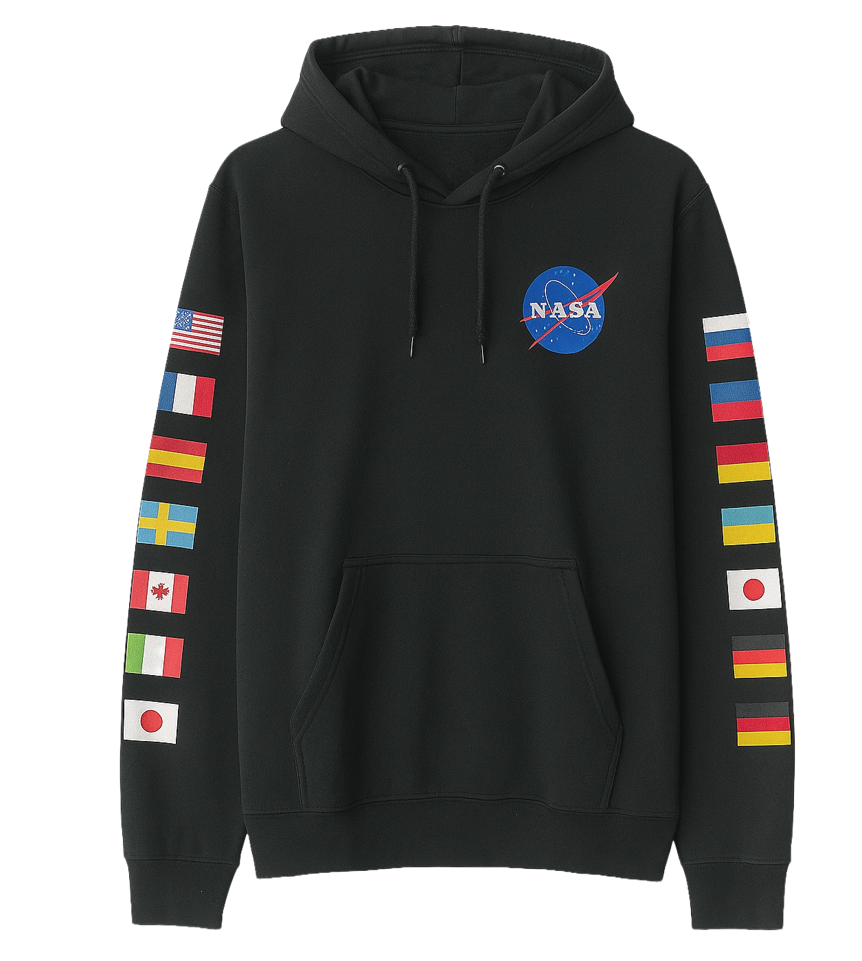 LICENSED NASA HOODIE SWEATSHIRT BLACK - 4NAS0220
