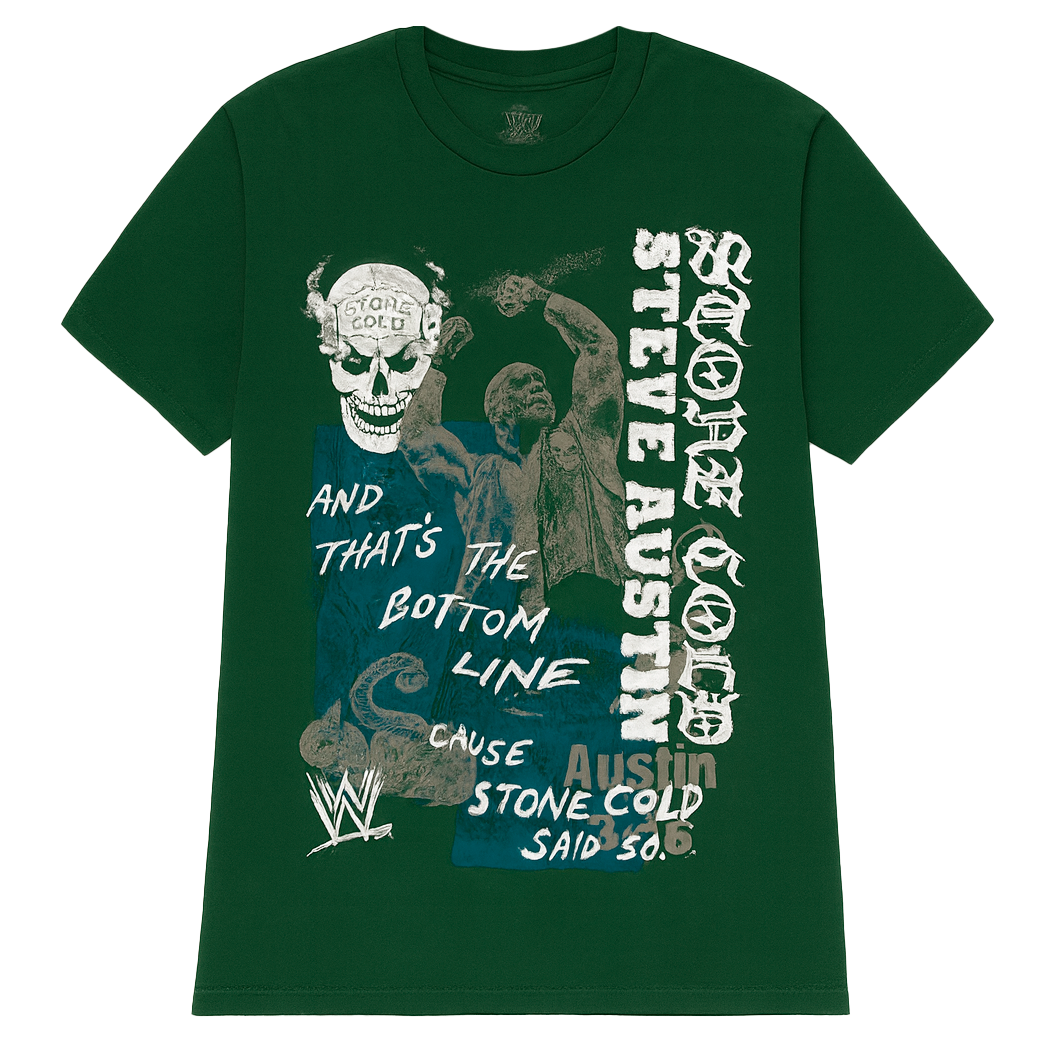 LICENSED WWE STONE COLD T-SHIRT GREEN - WXNS4494FC