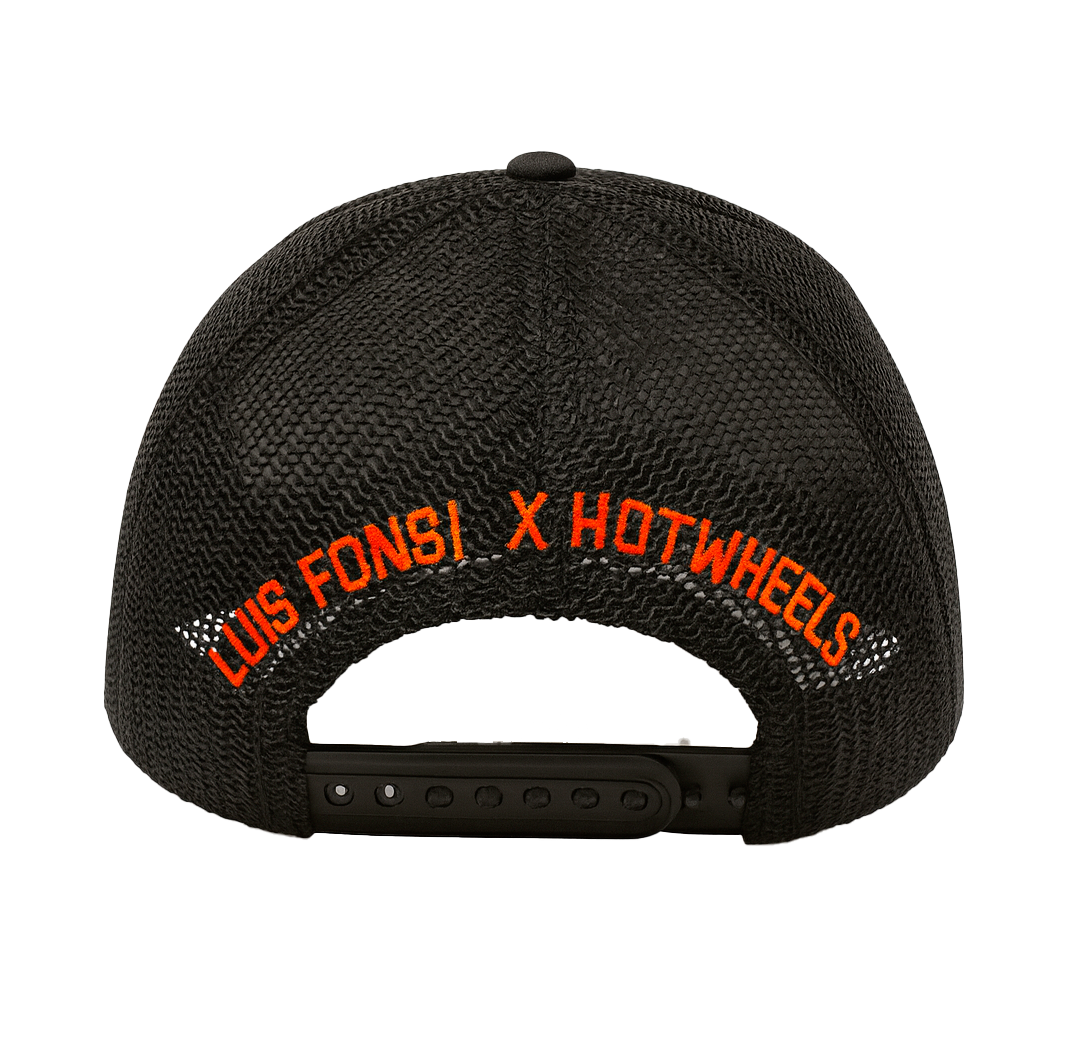 LICENSED D73 HOT WHEELS x LUIS FONSI TRUCKER HAT BLACK - HTW/LF