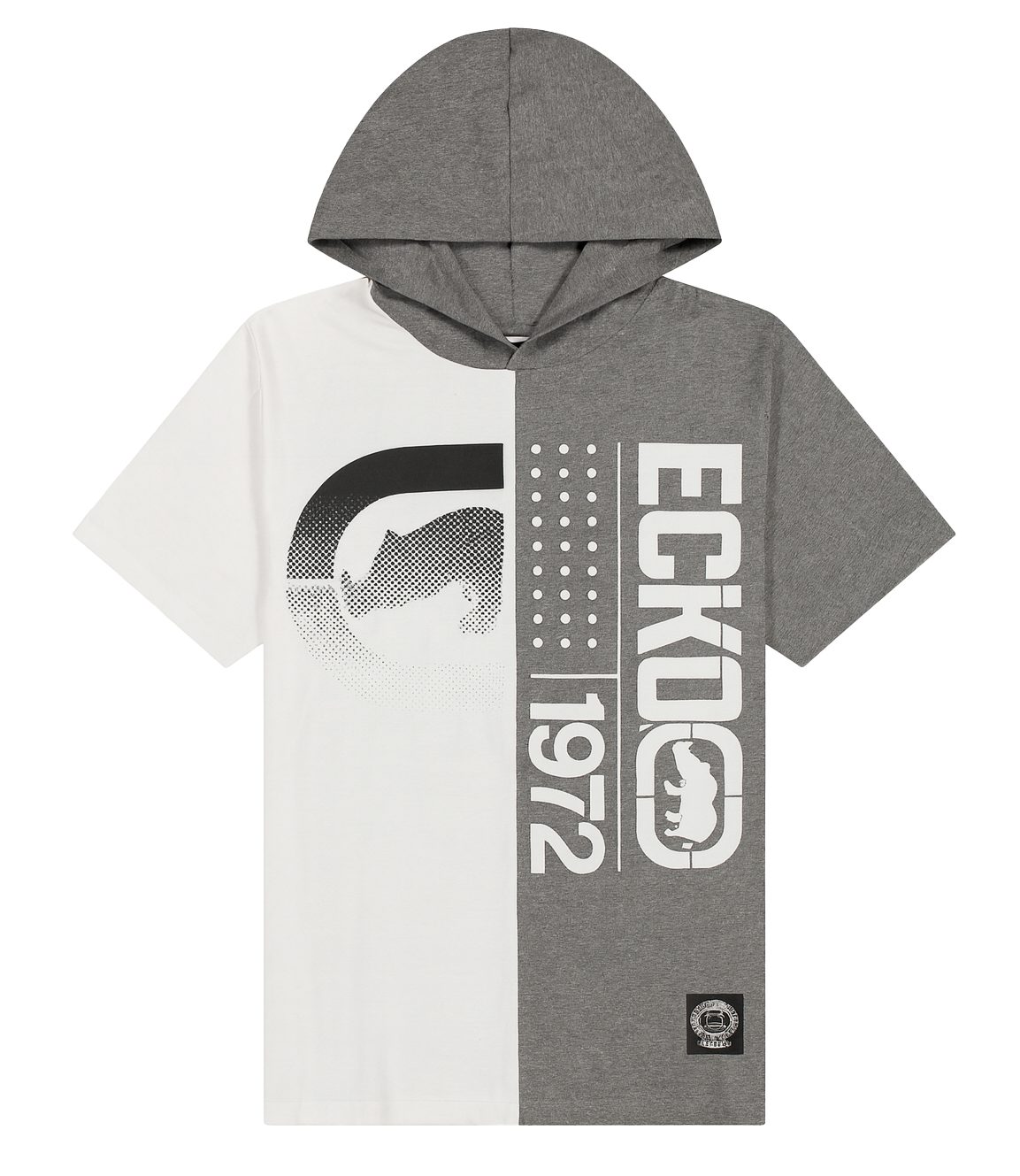 ECKO UNLTD S/S HOODIE SHIRT WHITE/GREY MARLED - EO12K810