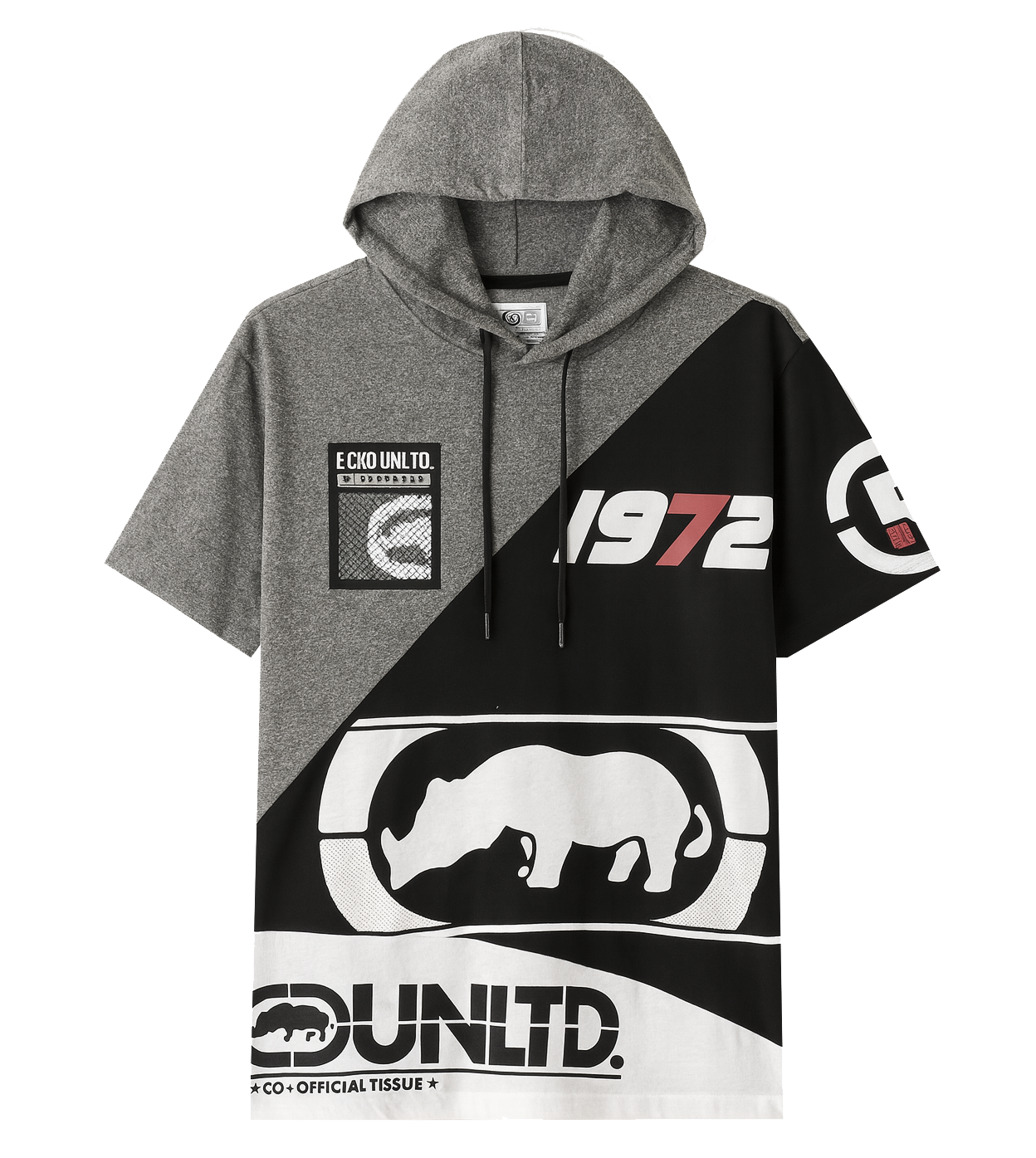 ECKO UNLTD S/S HOODIE SHIRT GREY MARLED - EO12K813