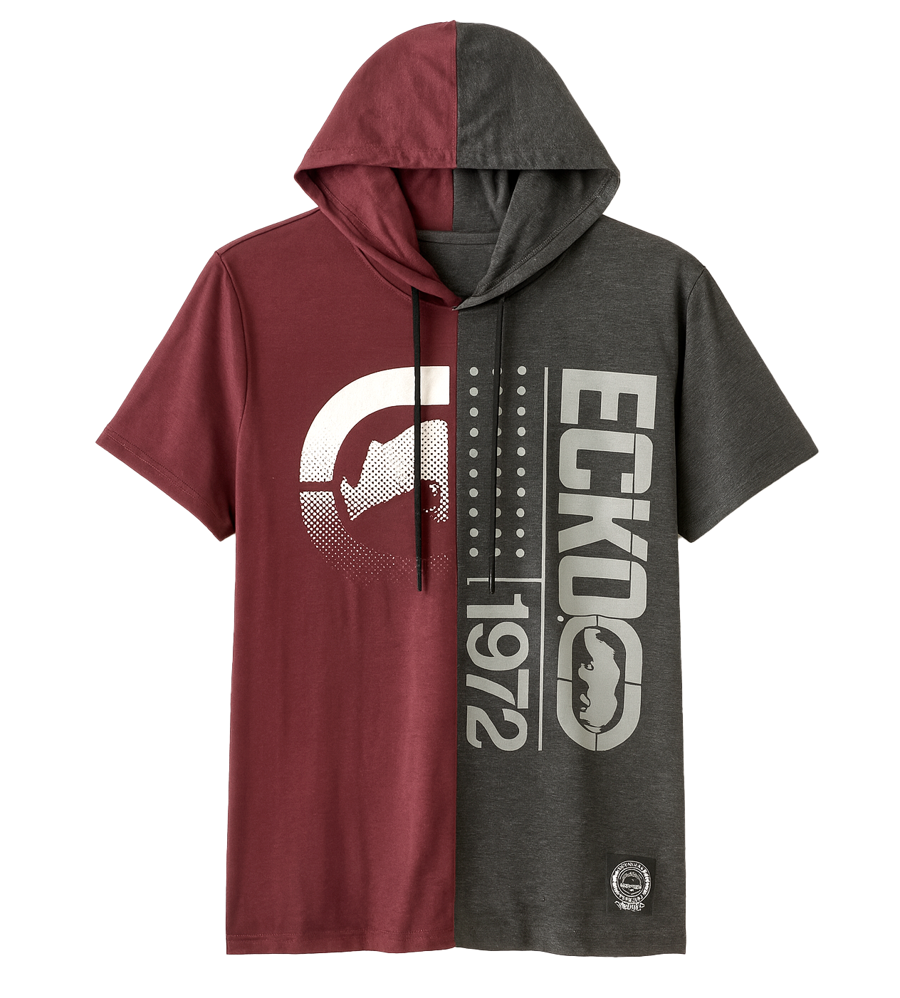 ECKO UNLTD S/S HOODIE SHIRT BURGUNDY/CHARCOAL HTR - EO12K810