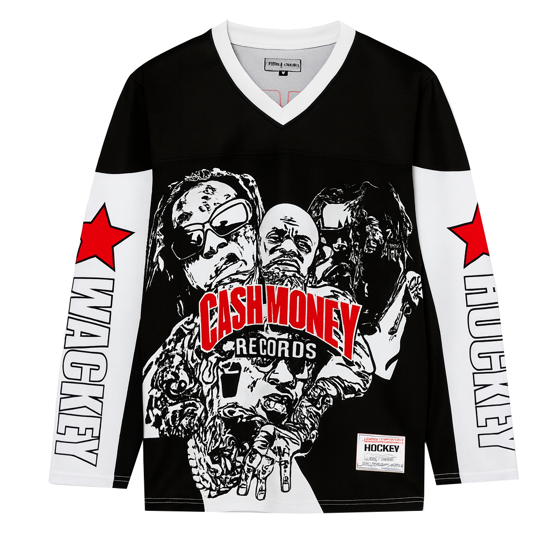 HEADGEAR CASH MONEY RECORDS HOCKEY JERSEY WHITE/BLK - HGC053-HKYJ-37