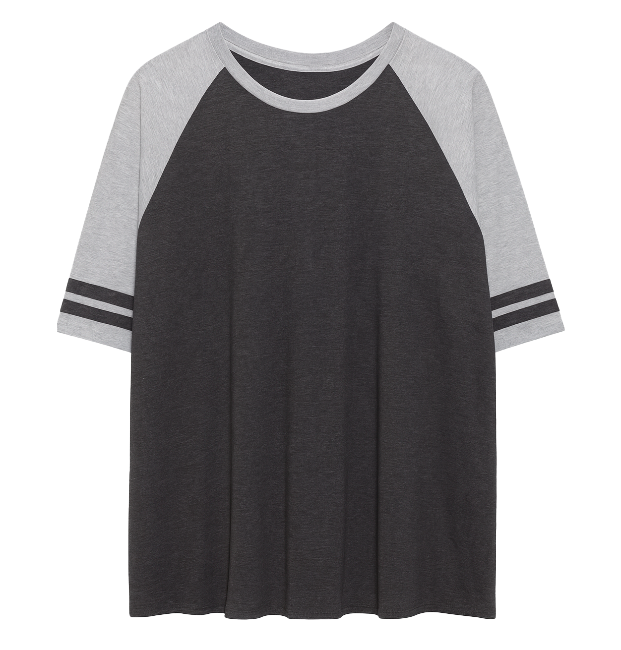 MENS S/S RAGLAN T-SHIRT CHAR HTR/ HTR GREY - 4ZSRAGBLNK