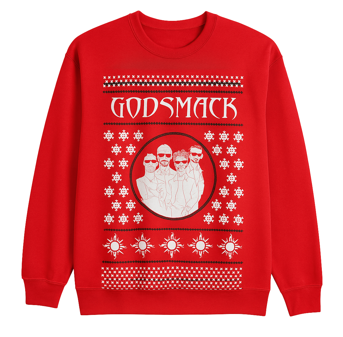 LICENSED MUSIC GOD SMACK HOLIDAY CREWNECK RED - GSKXMAS
