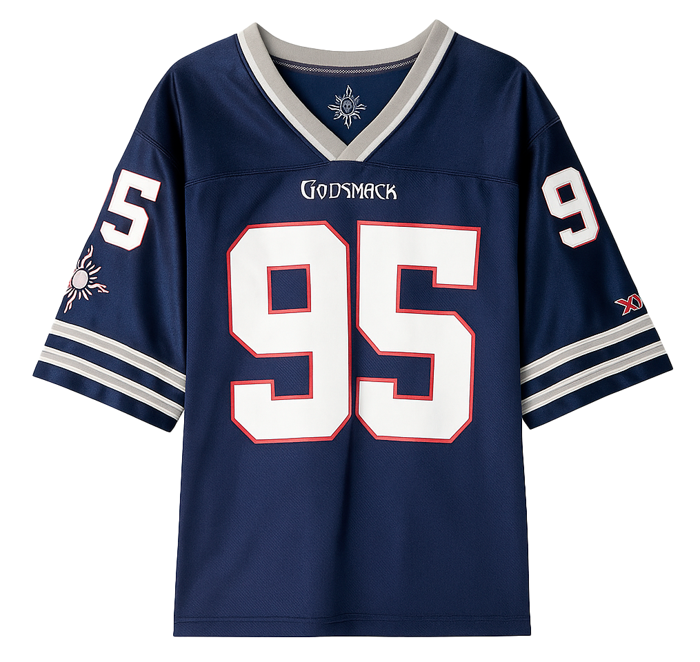 LICENSED MUSIC GOD SMACK FOOTBALL JERSEY NAVY - GSKFBJ07