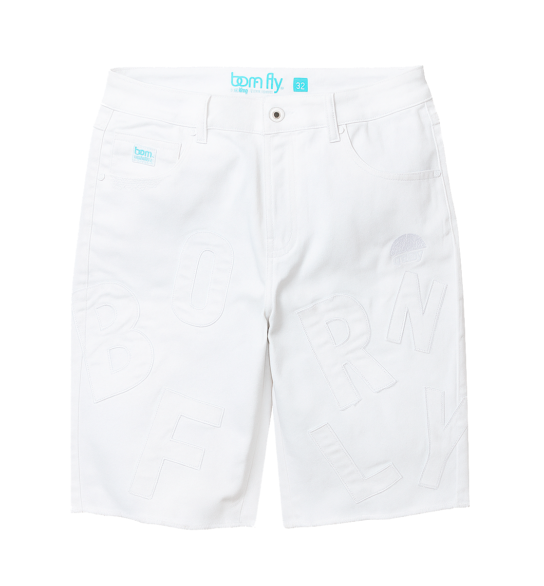 BORN FLY PLUS SIZE DENIM SHORTS WHITE - 2303D4643