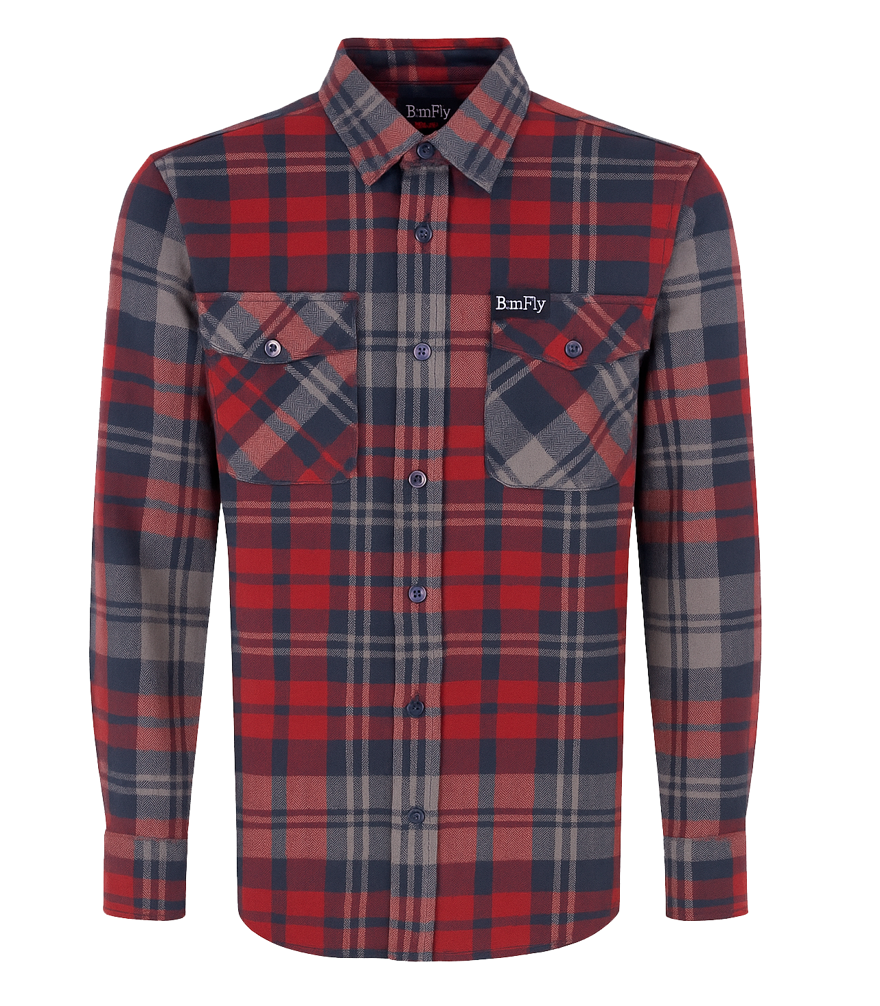 BORN FLY L/S FLANNEL BUTTON DOWN SHIRT NAVY - 2309W4815
