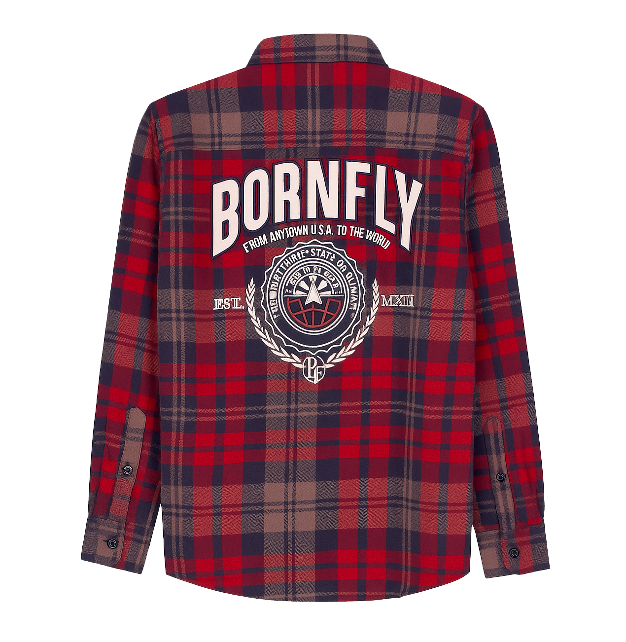 BORN FLY L/S FLANNEL BUTTON DOWN SHIRT NAVY - 2309W4815