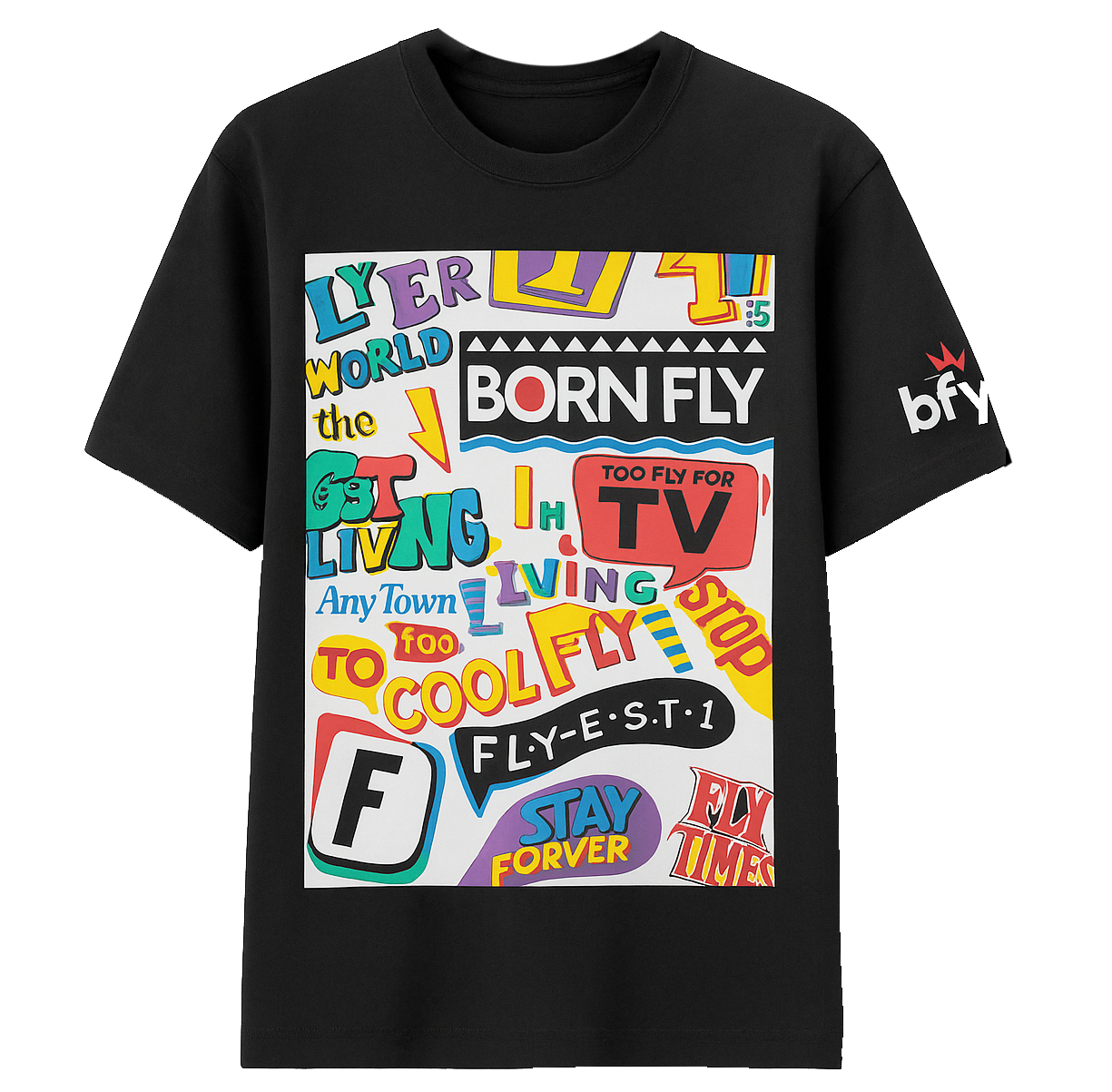 BORN FLY GRAPHIC T-SHIRT BLACK - 2108T4158BT