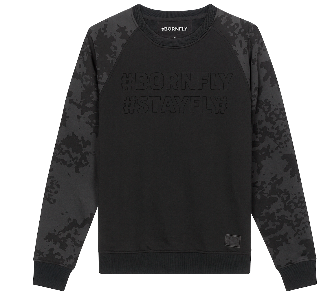 BORN FLY CREWNECK SWEATSHIRT BLACK - 2211C4588