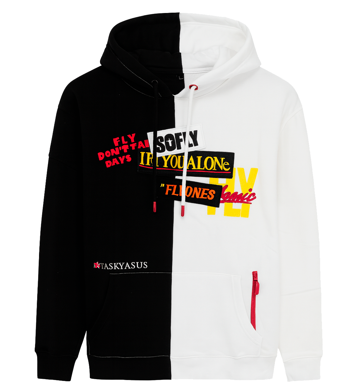 BORN FLY SPLIT HOODIE SWEATSHIRT BLACK - 2208H4503