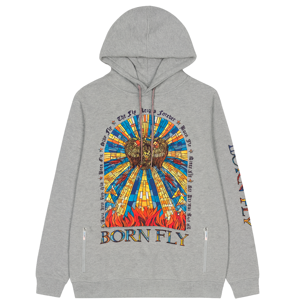 BORN FLY EMBROIDERED HOODIE H. GREY - 2108H4196BT