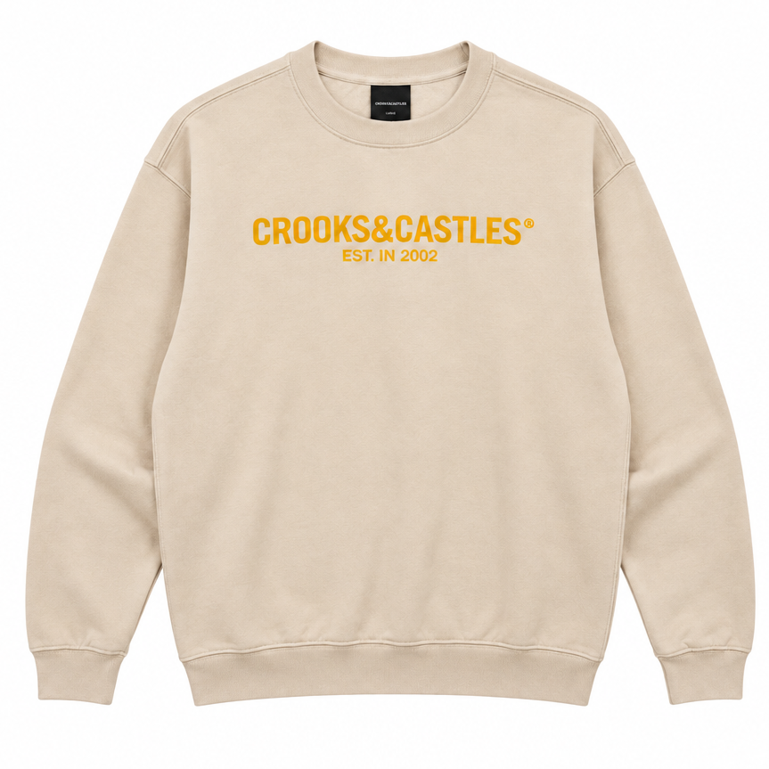 CROOKS & CASTLES CREWNECK NATURAL - MEDUSA CONTRASTE