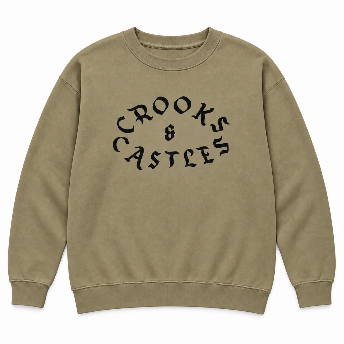 CROOKS & CASTLES CREWNECK KHAKI (OLIVE) - GOTHIC ELITE