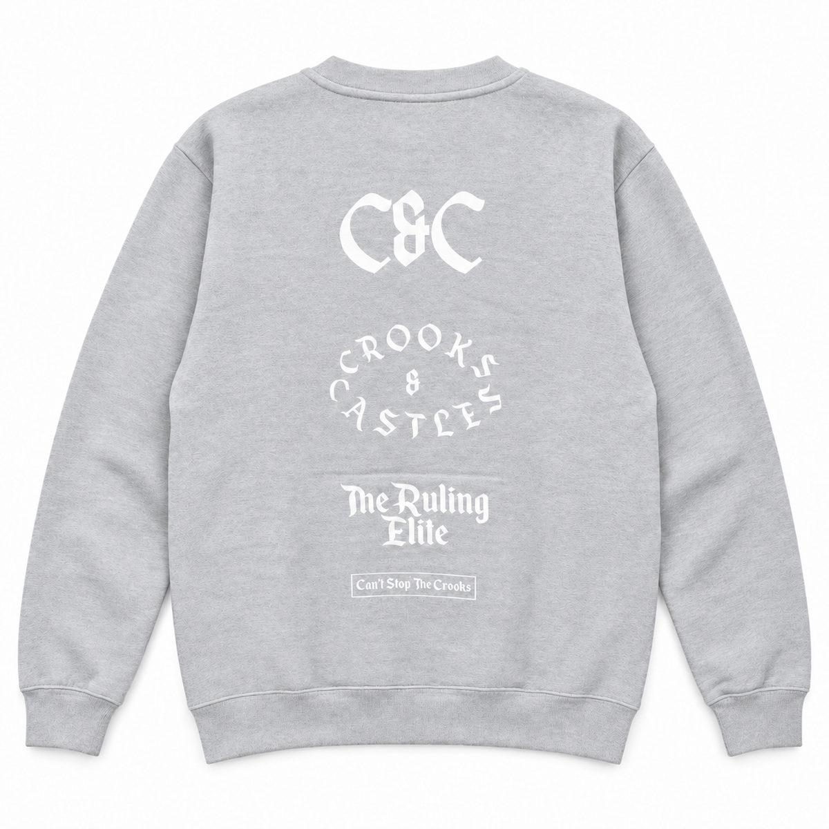 CROOKS & CASTLES CREWNECK GREY  - GOTHIC ELITE