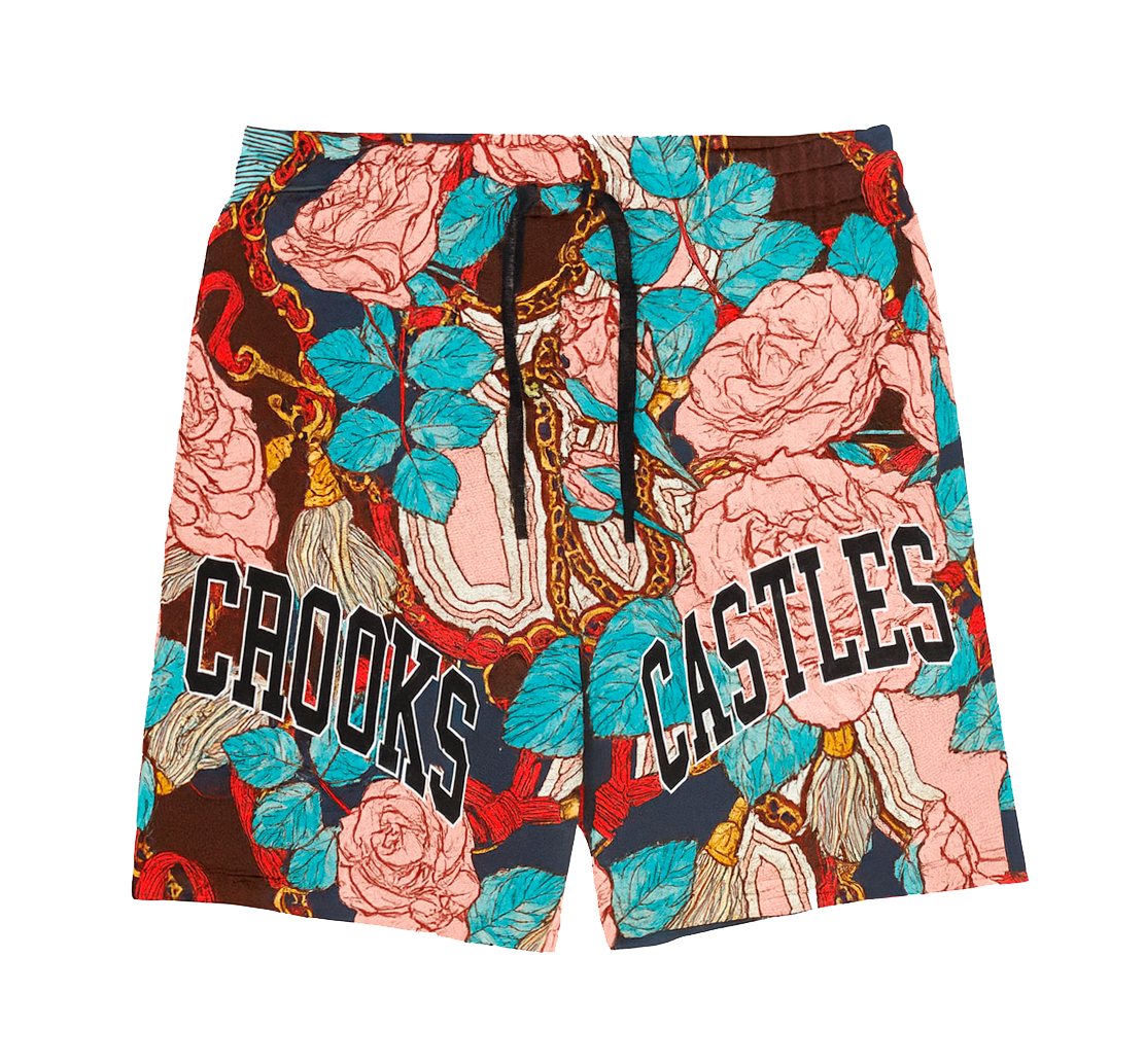 CROOKS & CASTLES BASKETBALL SHORTS PINK/TURQ - 2ECC5508