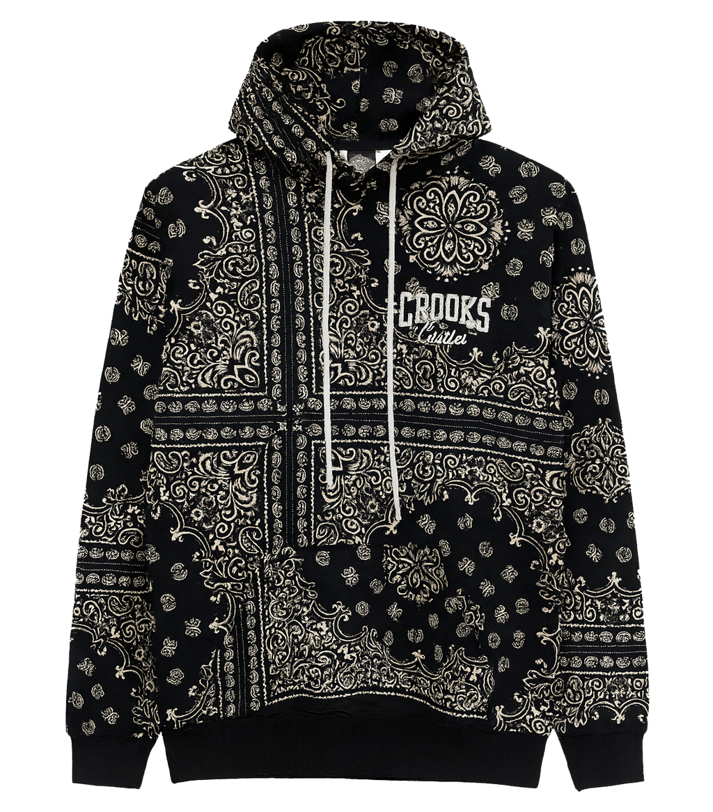 CROOKS & CASTLES AOP HOODIE BLACK - 4Q31000