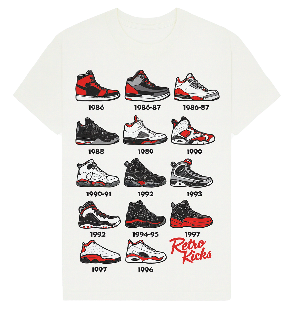 RETRO KICKS SNEAKER T-SHIRT OFF WHITE - RTK001